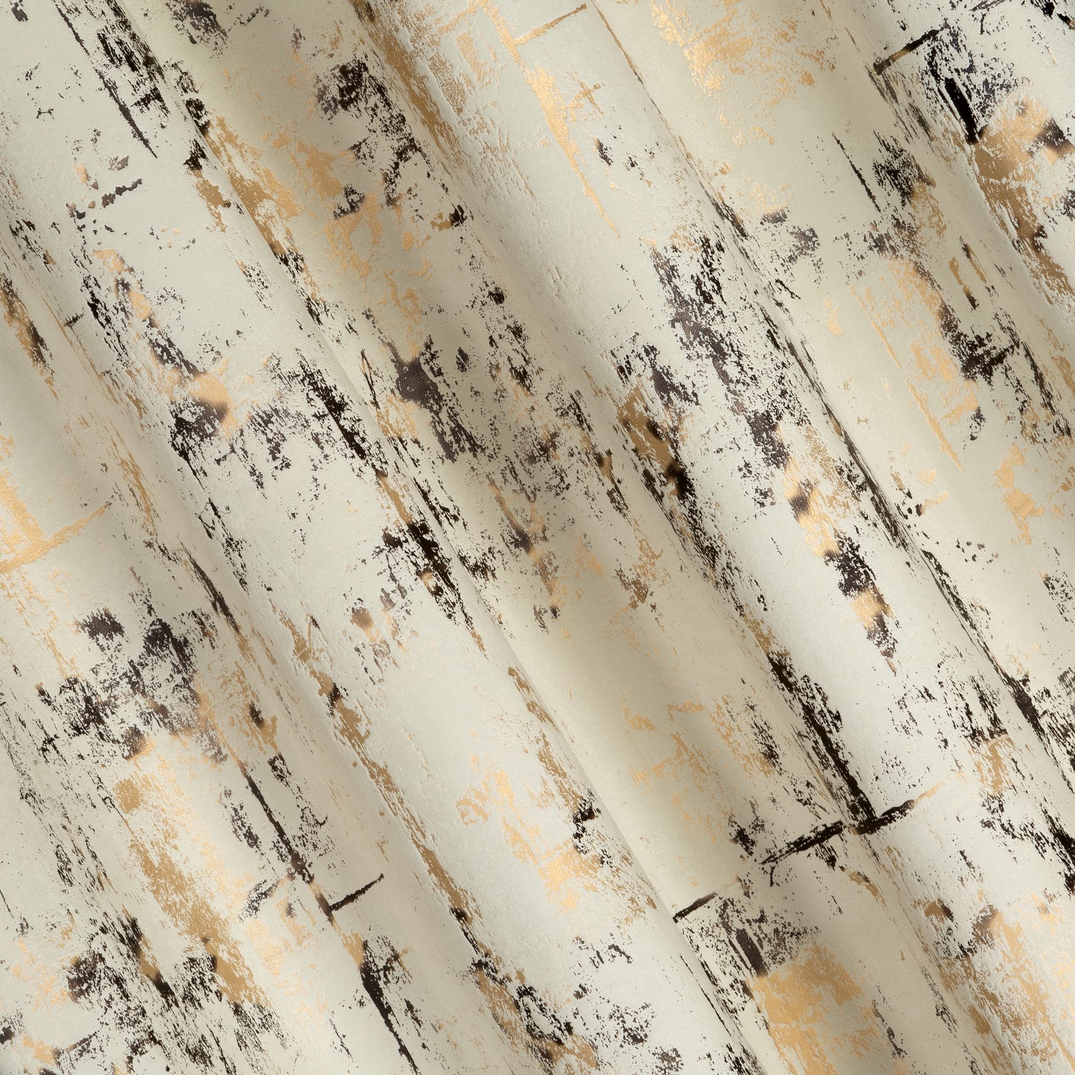 Eurofirany Tonia Rideau en Velours avec œillets et Motif marbré doré 1 pièce – Glamour pour Salon, Chambre à Coucher – 140 x 250 cm – Crème