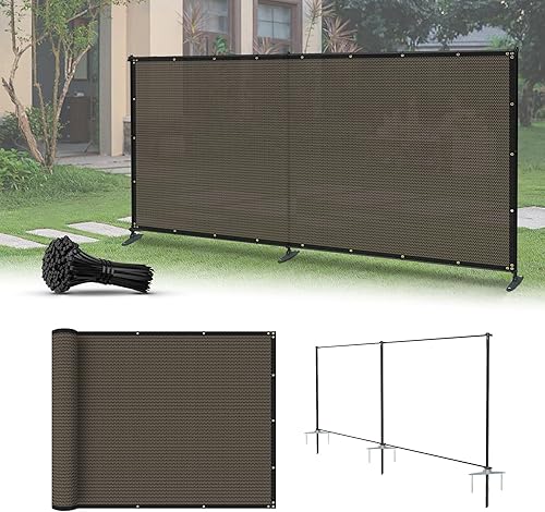 Kit de Cerca de Privacidad de 5'x9' Pantalla de Malla Independiente con Postes de Hierro Cercado Temporal Exterior Patio Trasero Divisor Perro Aire