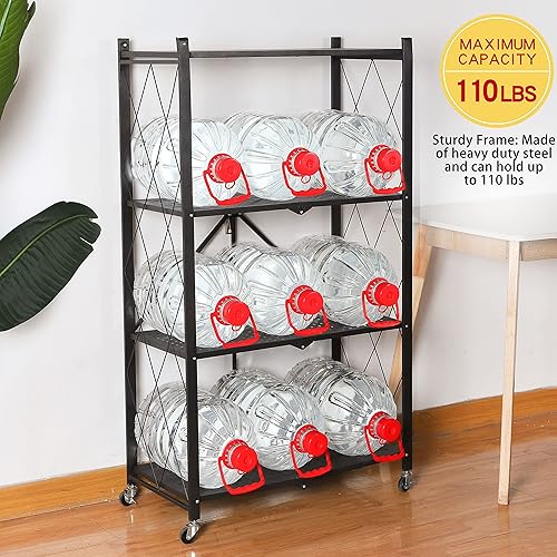 Miniatura 8 de Letusto Estantería plegable con ruedas y roturas  Estante plegable resistente con marco de metal para despensa  Estantería de origami  Estantería