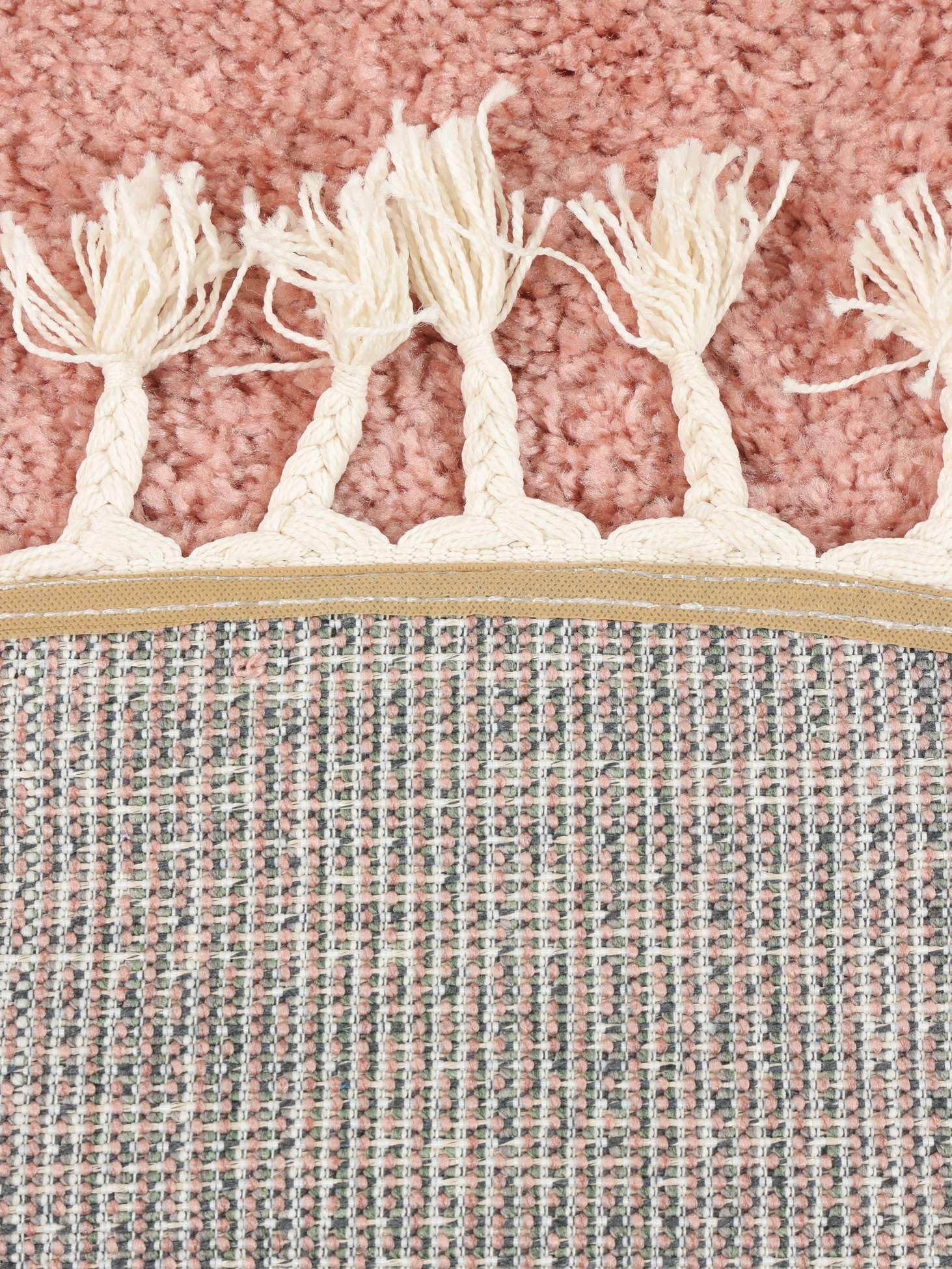 RugVista Linnea, Kinderteppich, Shaggy/Handloom, Ø 150 cm, Rund, Niedriger Stapel, Wohnzimmer, Kinderzimmer, Schlafzimmer, Diele, Nur chemische Reinigung, Ohne gefährliche Chemikalien, Rosa