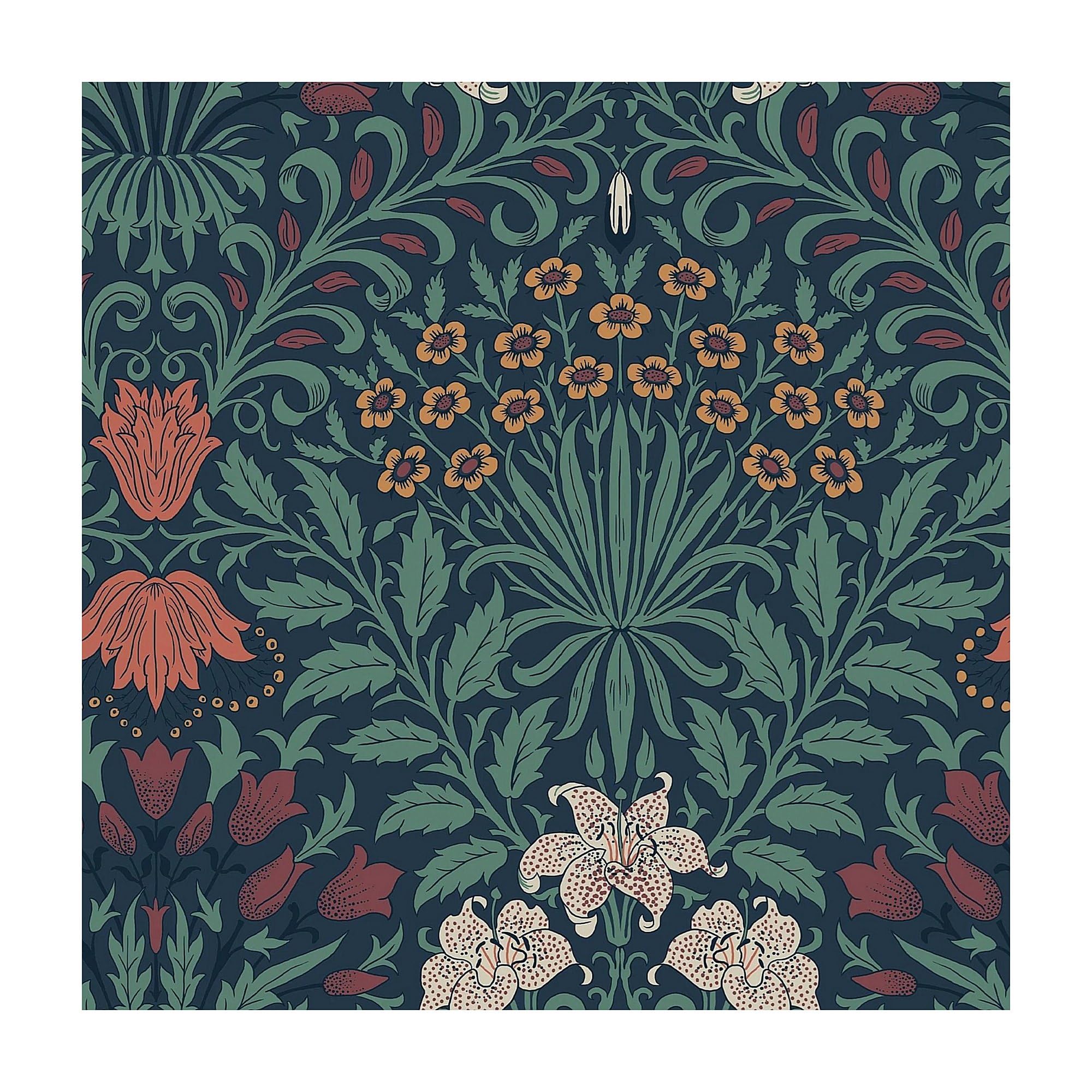 Graham & Brown Blue William Morris At Home Garden Moonlight Wallpaper | Paste The Wall | Floral | Eco-Friendly
