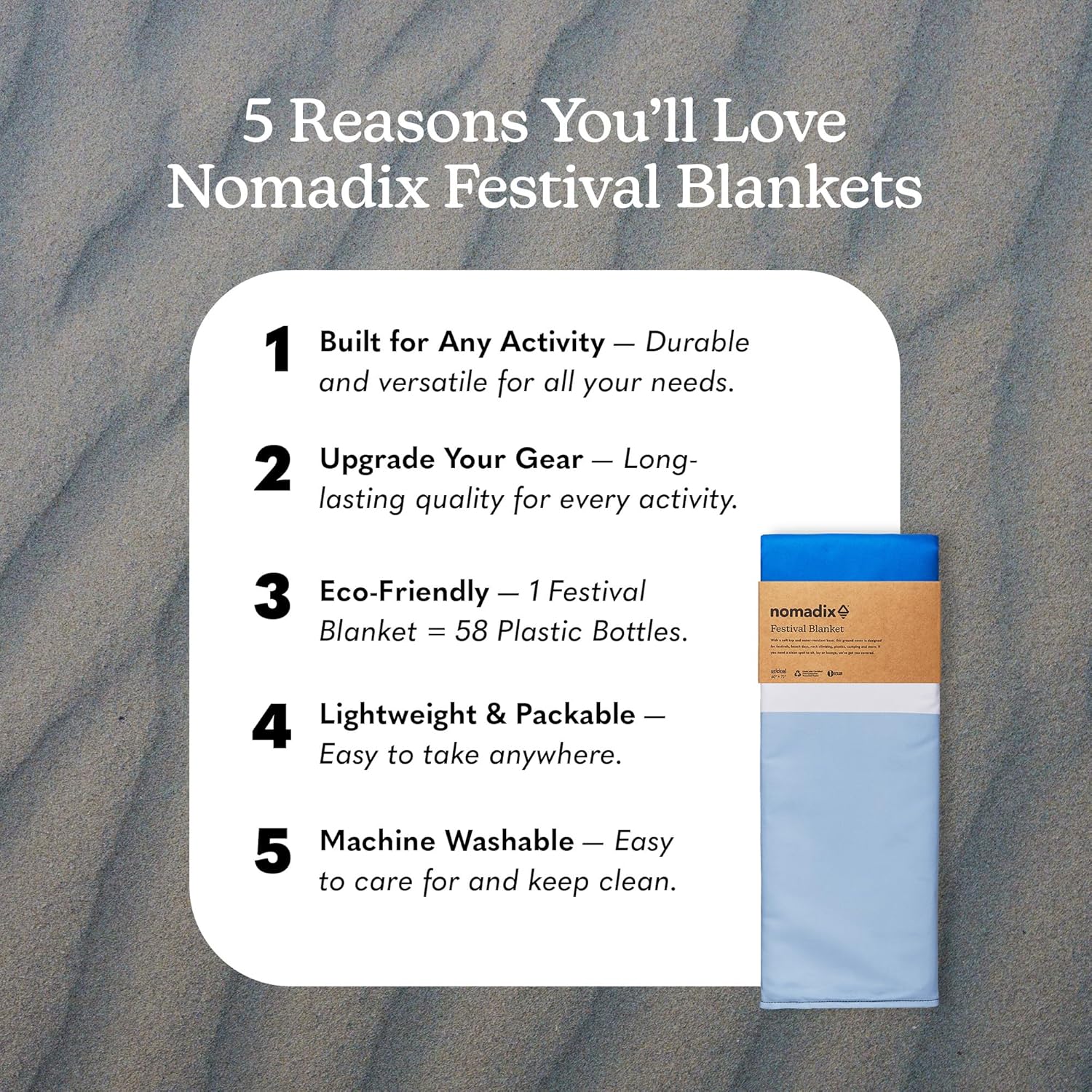 Nomadix Festival Blanket - Perfect for Picnics, Camping, & Lawn Seating - Plush Top & Water Resistant Base - Made with Post Consumer Recycled Materials - Stripes Retro - 60:x 72" - Image 2