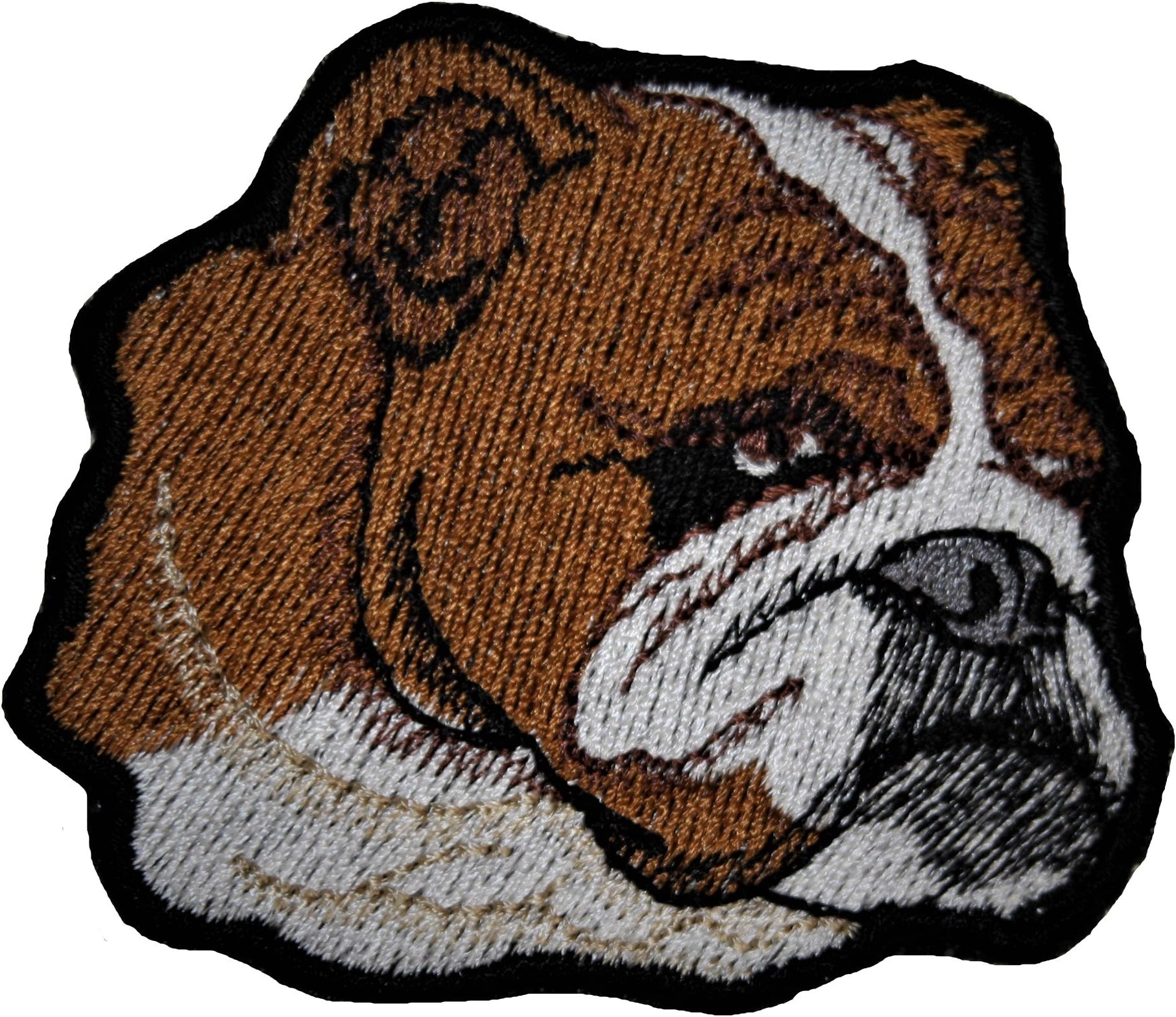 A-9, Bulldog Dog Animals Embroidered Iron on Pieces Applique Patch Dog 3.0 x 2.75 inches (7.7 x 7 cm)