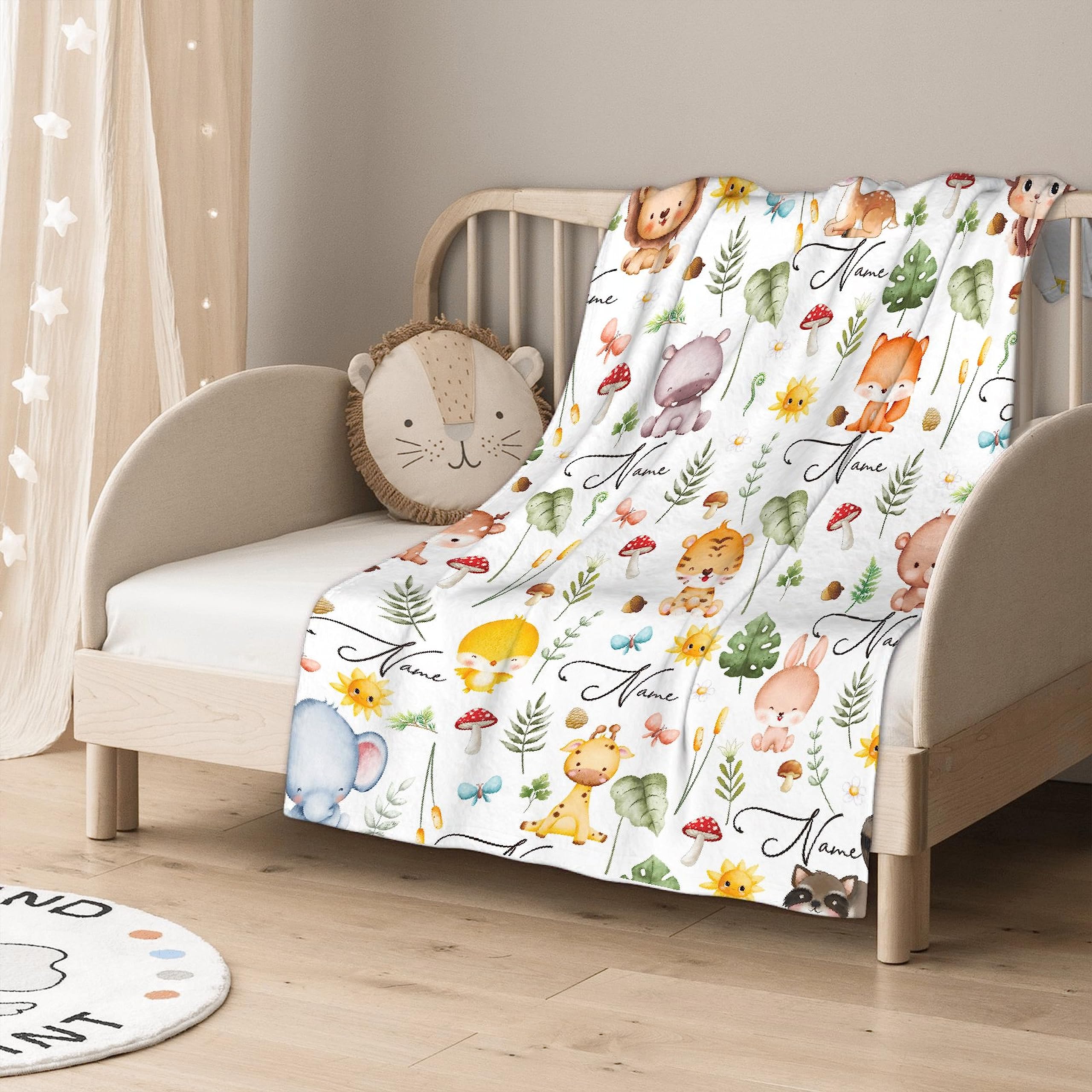 Personalized Baby Blanket With Name - Cute Fox Design Flannel Swaddle Blanket 30x40 Inches - View #6
