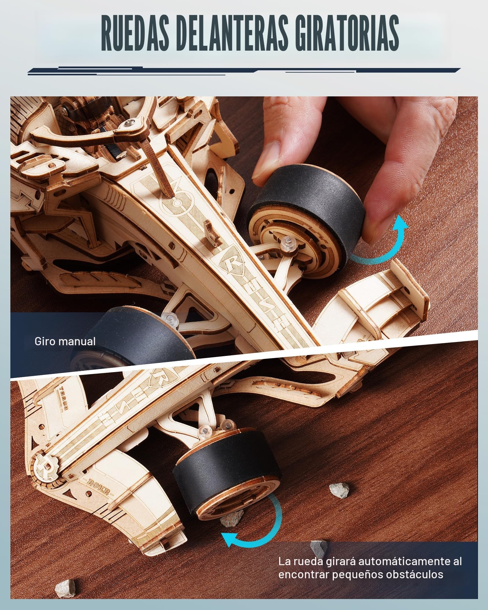 ROKR Puzzle 3D Coche de Carreras Maquetas para Construir Racing Car, LK505 | Modelos de Engranajes mecánicos, Regalos Hechos a Mano Hombres Mujeres Adultos