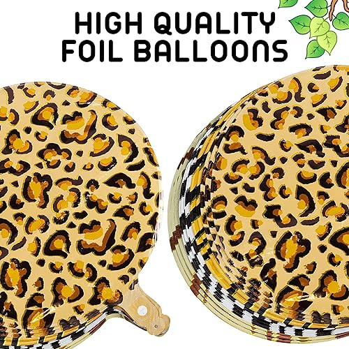 Miniatura 4 de 16 globos con patrón de animales, globos redondos de aluminio Mylar de 18 pulgadas, estampado de jirafa, tigre, cebra, leopardo, para zoológico,