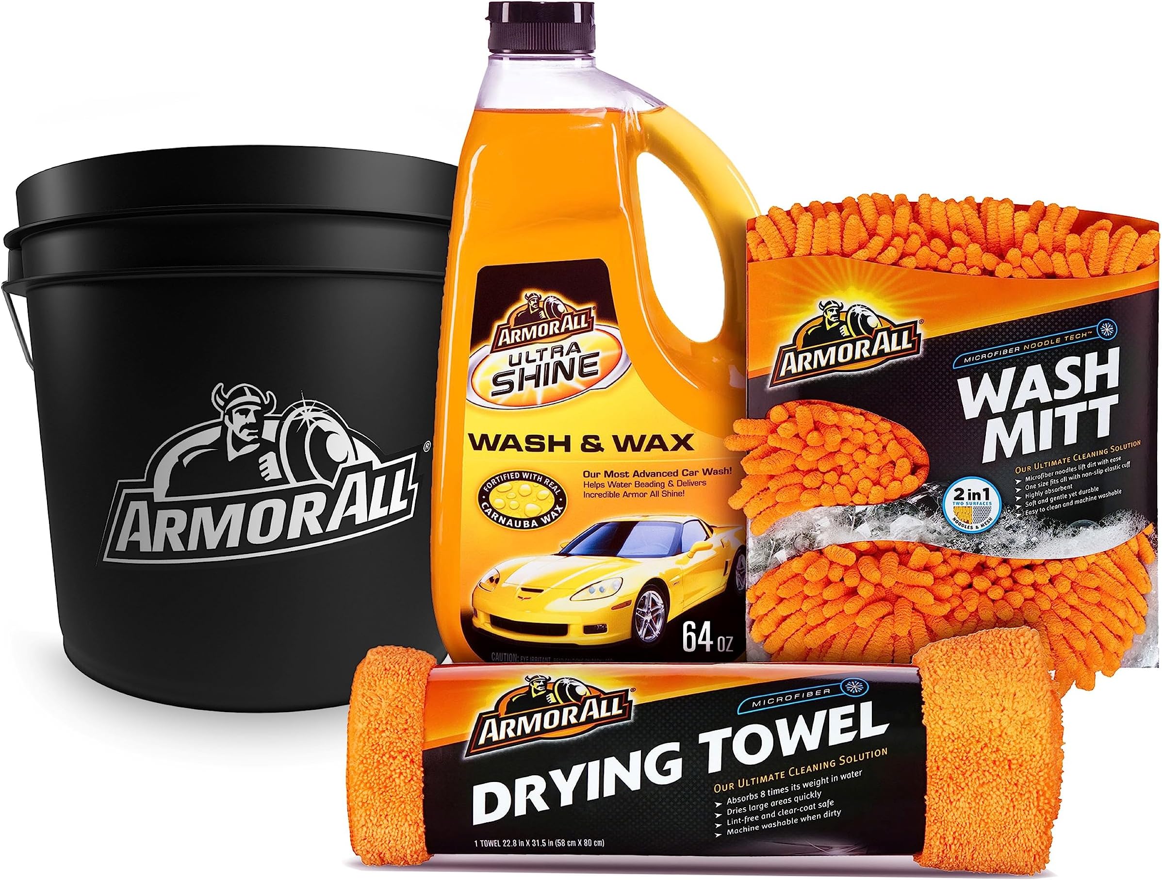 Armor All 3.5 Gallon Bucket Car Wash Kit, 4 Pieces Automotive