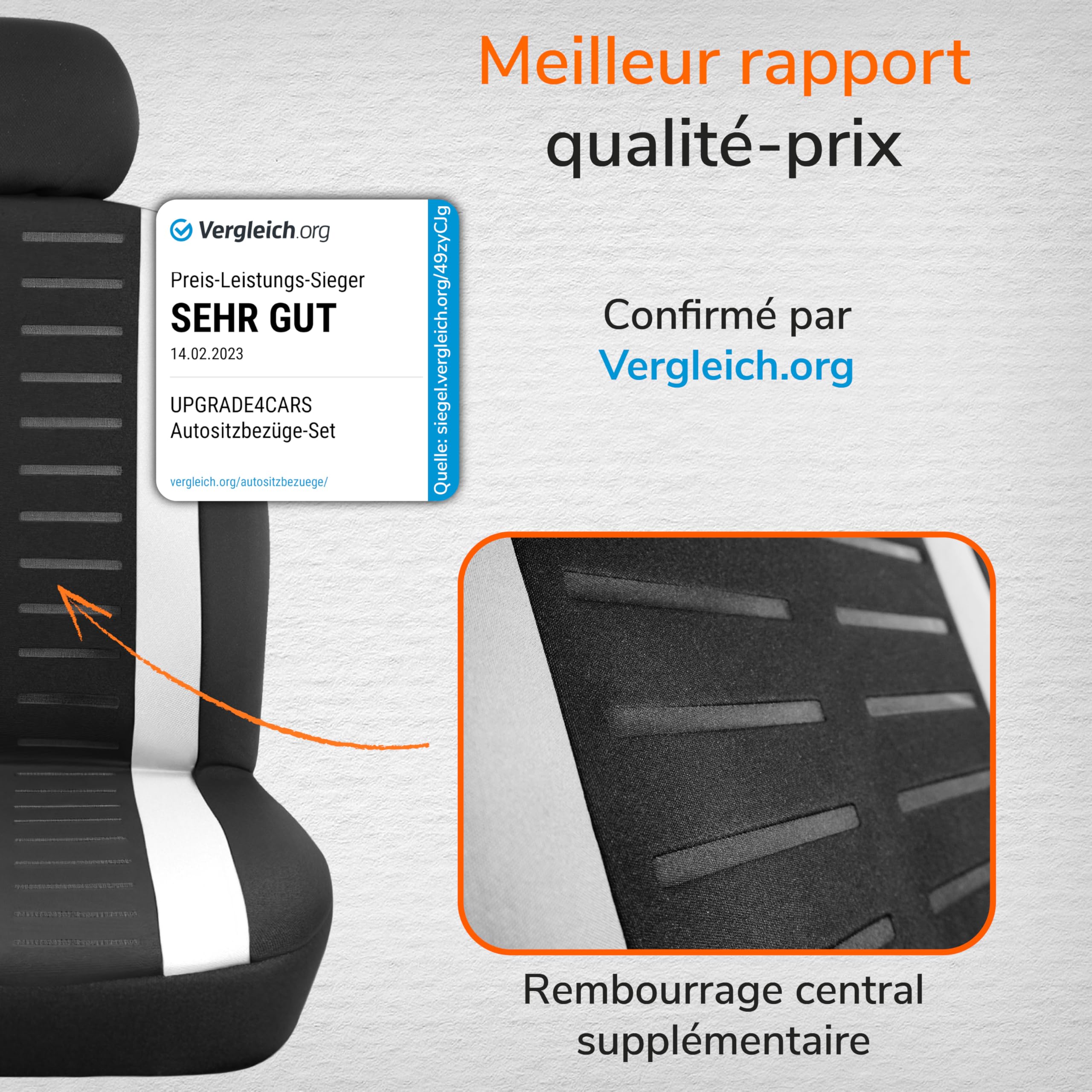 upgrade4cars Housses de Siège Avant Set Version 2026 Universel | Pour la plupart des voitures | respirant & pratique | Été & Hiver