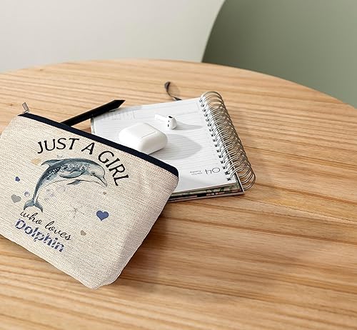 Miniatura 4 de Just A Girl Dolphin Lovers - Bolsa de cosméticos para amantes de los delfines, bolsa de maquillaje de acuarela azul, bolsa de maquillaje, bolsa con