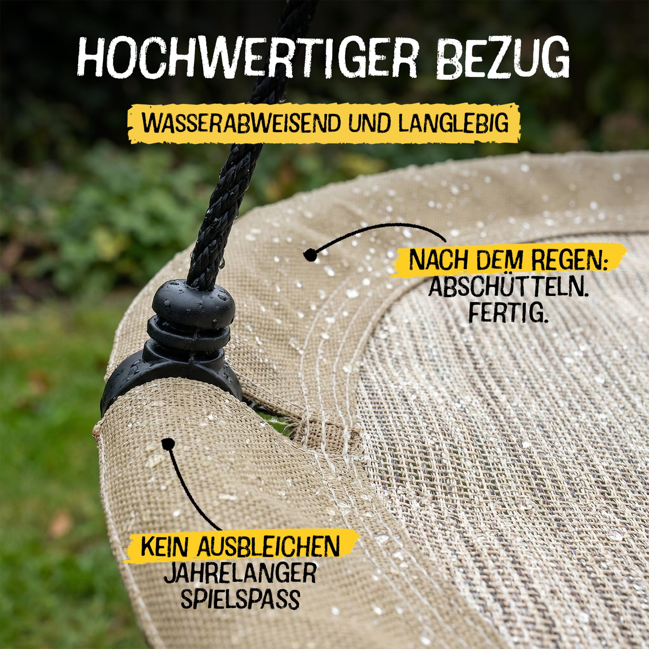FRIEDO Nestschaukel Outdoor 90/110 cm I Netzschaukel bis 150 kg I Wasserabweisend & UV-beständiger Bezug I Höhenverstellbar I Rostfreier Stahlrahmen I Kein Ausbleichen I Korbschaukel schnell montiert