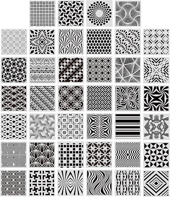 40 Pieces Geometric Stencils Painting Templates for Scrapbooking Cookie Tile Furniture Wall Floor Decor Craft Drawing Tracing DIY Art Supplies, 5.1 x 5.1inch