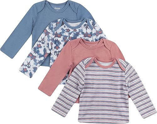 Miniatura 13 de Hanes Ultimate Baby Flexy - Juego de 4 camisetas de manga larga para bebés. Conjunto Rosa Turq Púrpura