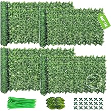 4PCS Artificial Ivy Fence Screening, 5M X 1M Garden Screening with 800pcs Zip Ties,Garden Screening Roll,Ivy Trellis Screening,Artificial Leaf Trellis,Foliage Wall Panel,UV Resistant