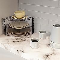 Vista 5 de Simple Houseware - Organizador de estantería esquinera de 3 niveles para encimera, bronce