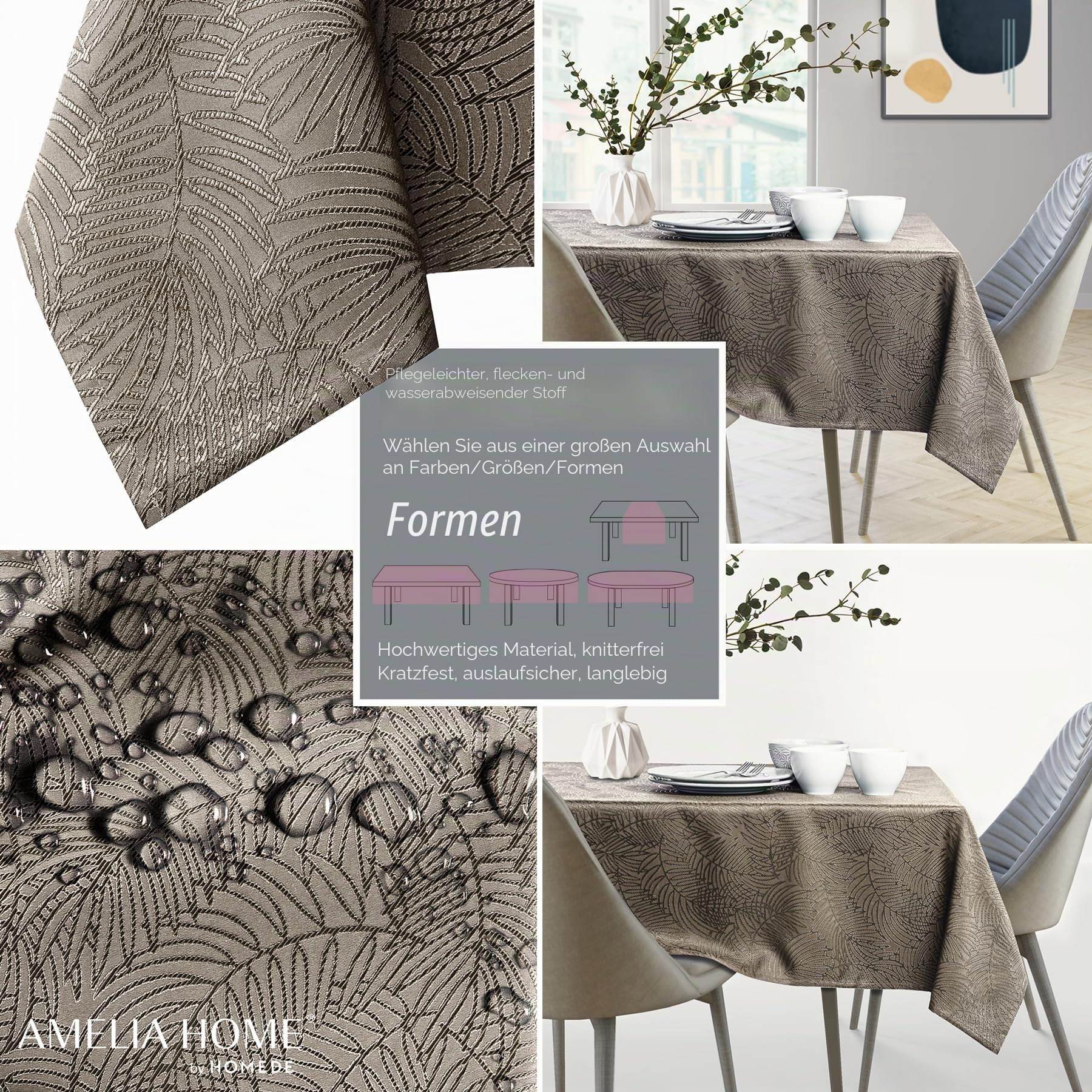 AmeliaHome Tischdecke 140x280 cm Tischtuch Tafeldecke Fleckschutz Gaia – Bild 2