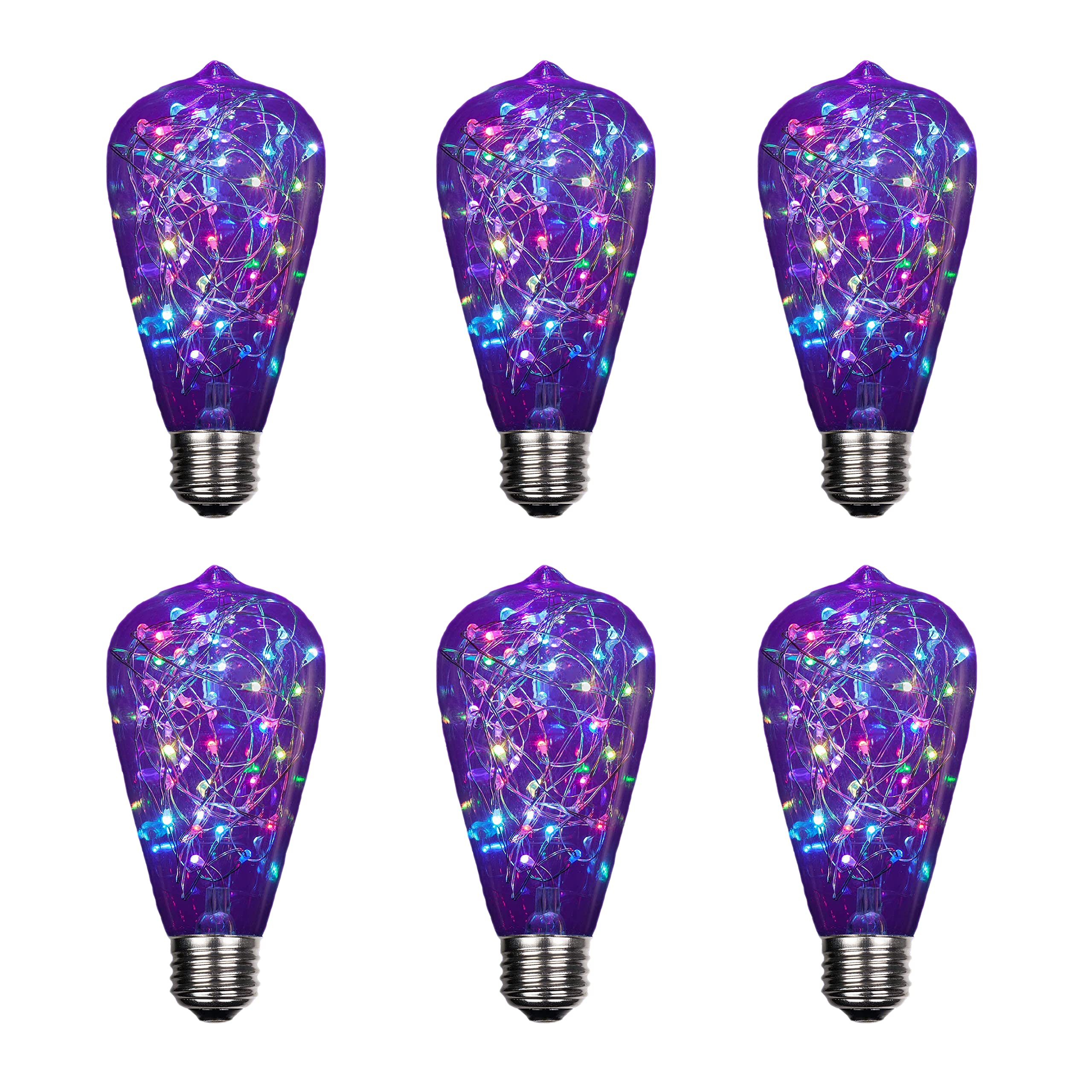 3W ST64 Fairy Light Filaments Bulbs E26 Edison Night Lights RGB Light Copper Wire Starry Lights for Pendant Light Fixtures Bedroom Living Room