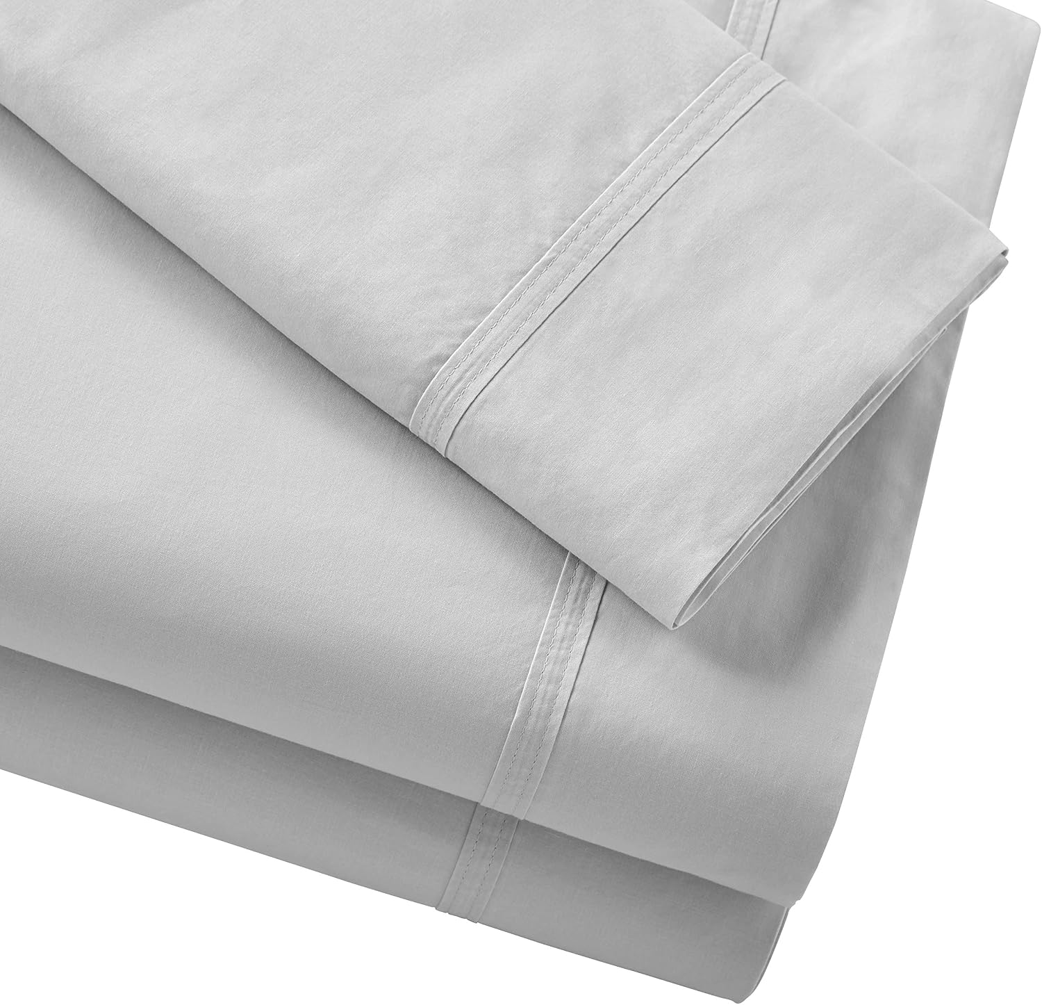 Amazon Brand – Rivet Percale 100% Organic Cotton Bed Sheet Set, Easy Care, Twin, White