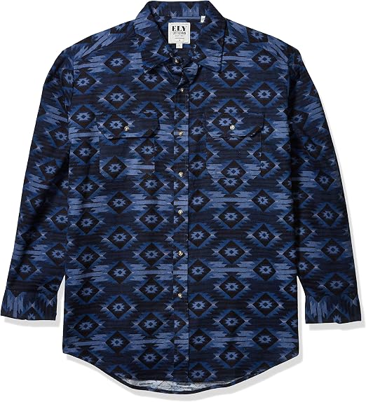 Printed Aztec Flannel Shirt, Navy 