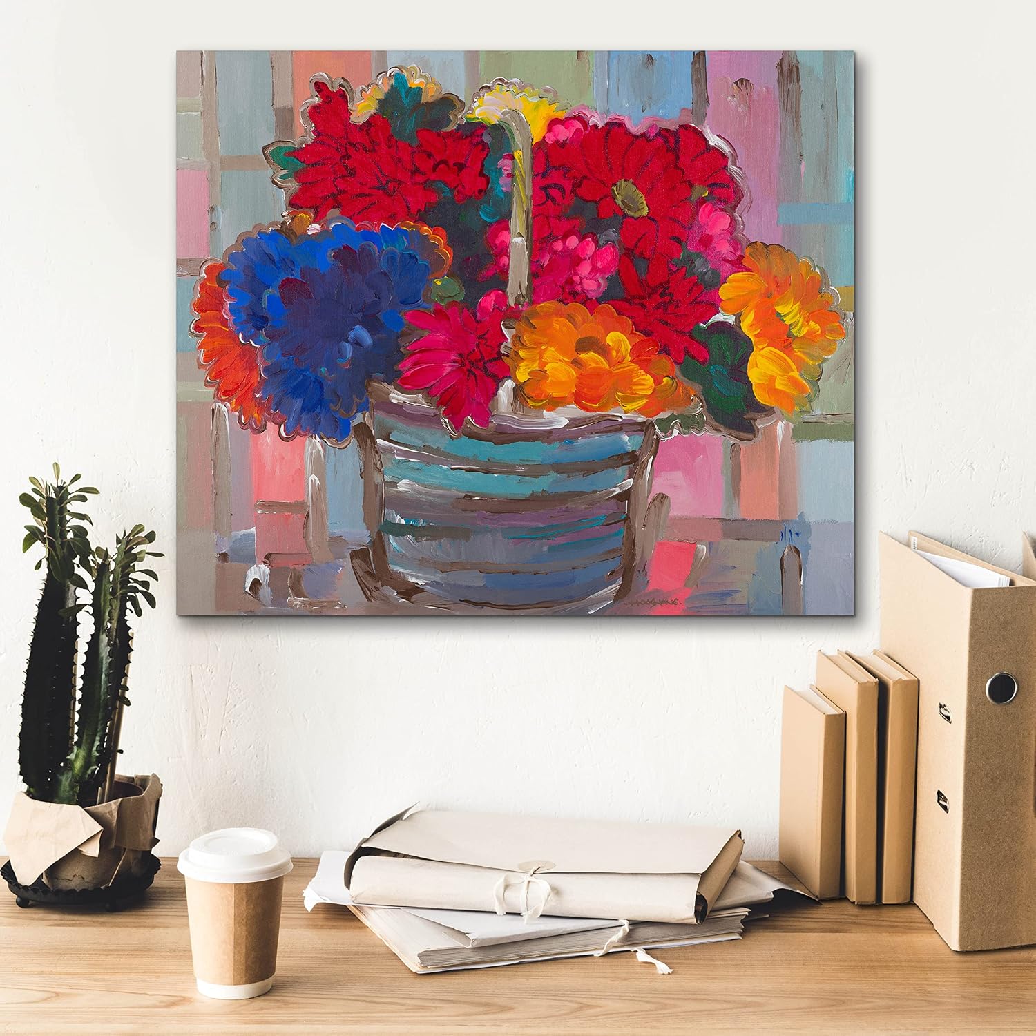 Epic Graffiti 'Basket of Flowers II' by Hooshang Khorasani, Canvas Wall Art, 24"x20"