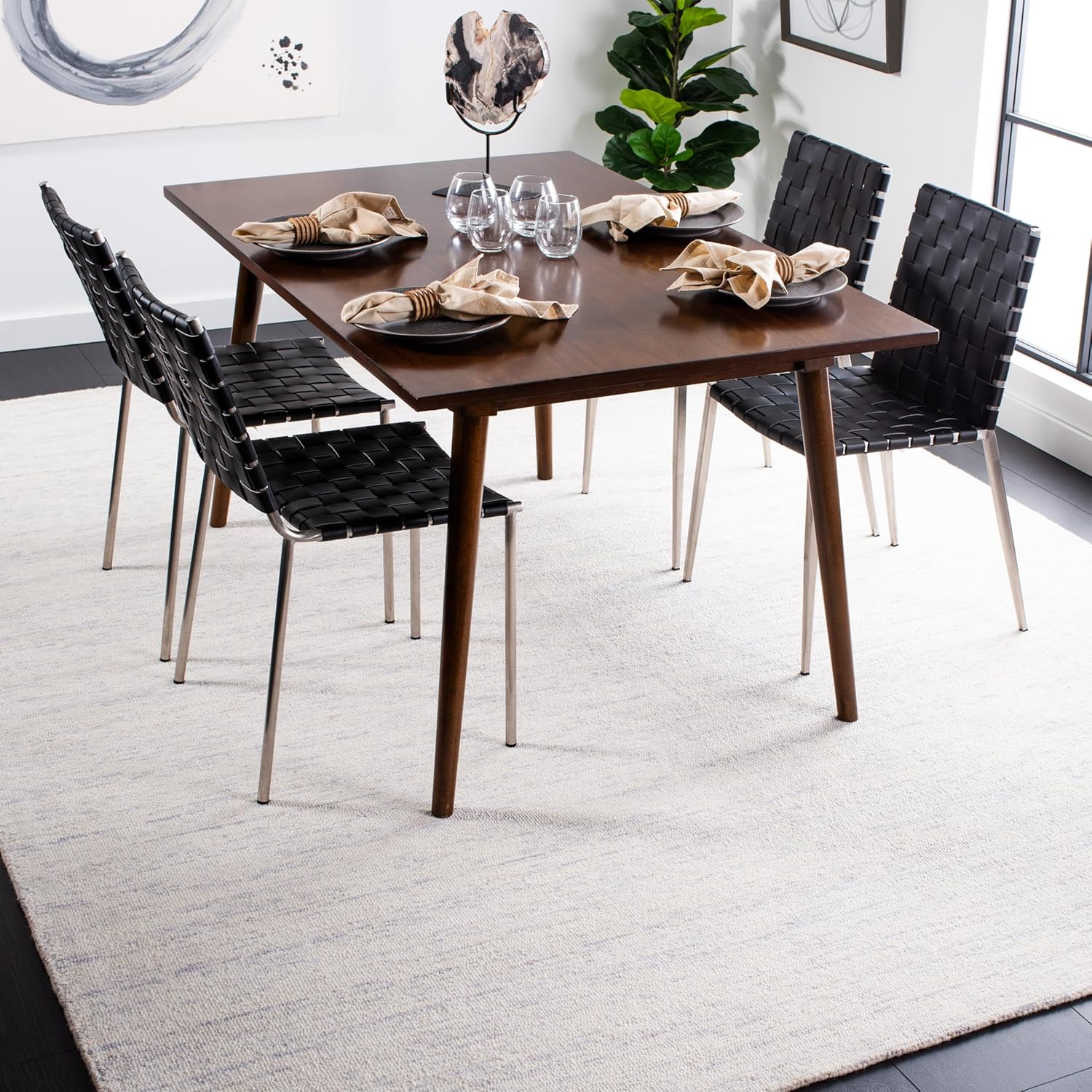 Gray Hand-Knotted Wool 8' x 10' Rectangular Rug