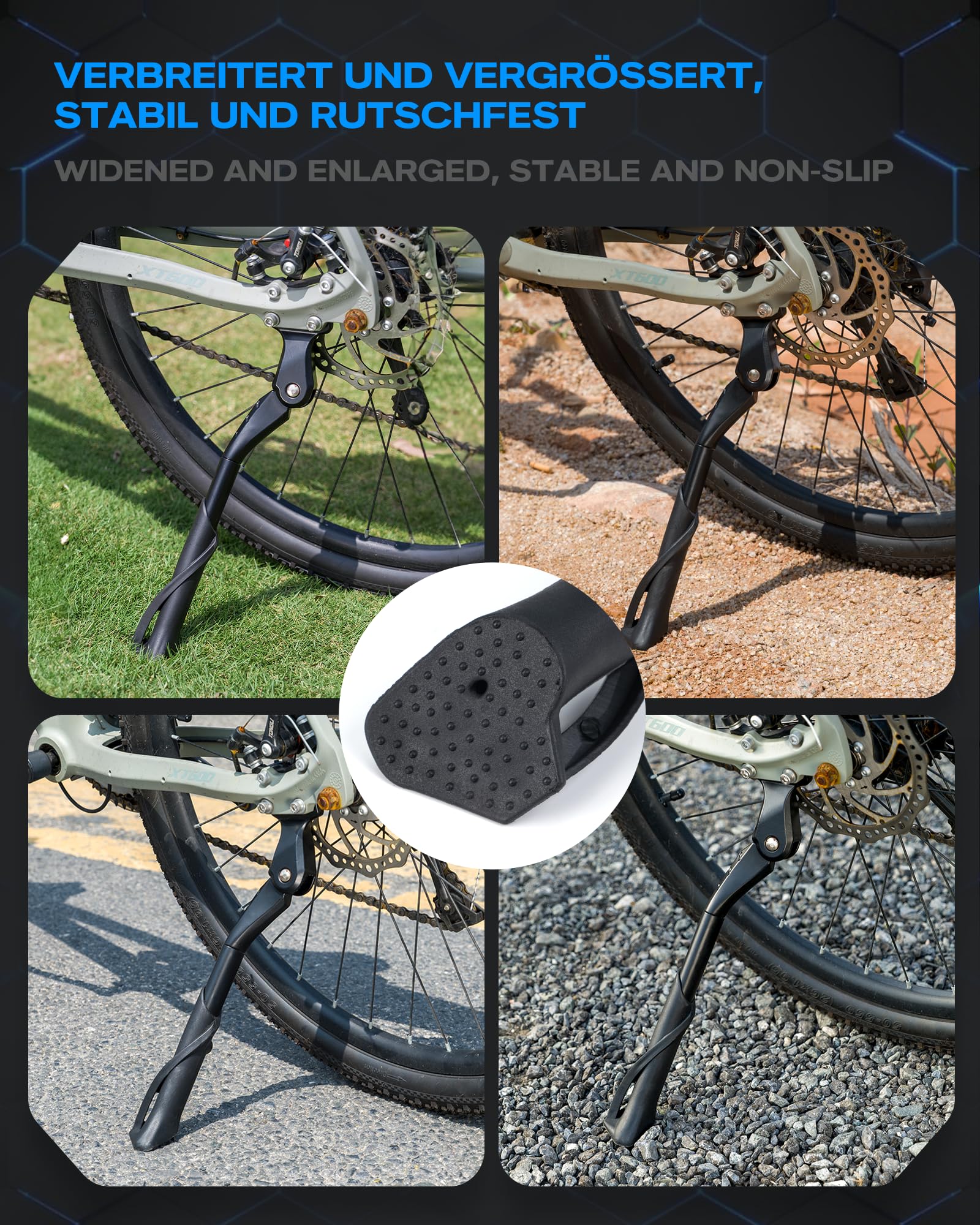 WATSABRO Fahrradständer 24-29 Zoll,Höhenverstellbarer Seitenständer,40mm Lochabstand,M5 Schraube Schraubenöffnung 5mm,Stabil Seitenständer E-Bike,MTB