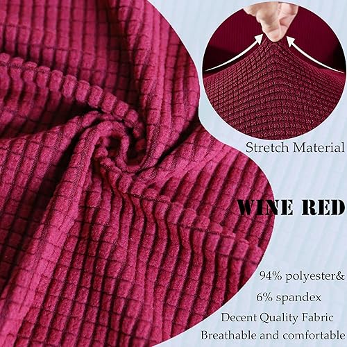 Miniatura 5 de Juego de 2 fundas elásticas para sillón y sillón reclinable, juego de 2 (rojo vino)