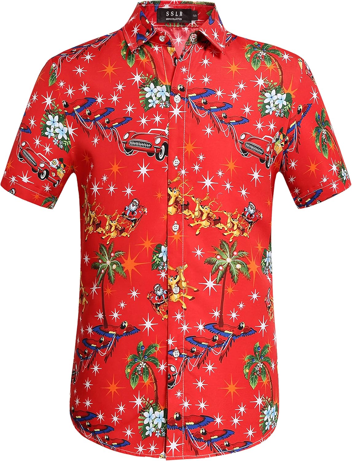 SSLR Mens Christmas Vacation Shirt Short Sleeve Christmas Hawaiian Shirts for Men