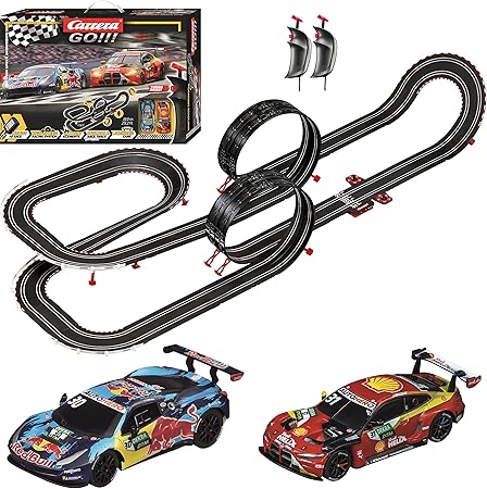 Carrera GO Electric Powered Slot Car Racing Kids Toy Race Track Set 1:43 Scale, DTM High Speed Showdown