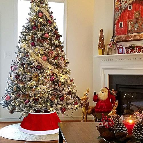 Miniatura 69 de Blissun Collar de árbol de Navidad, falda de árbol de Navidad con lentejuelas, anillo plegable para árbol de Navidad, cubierta de base