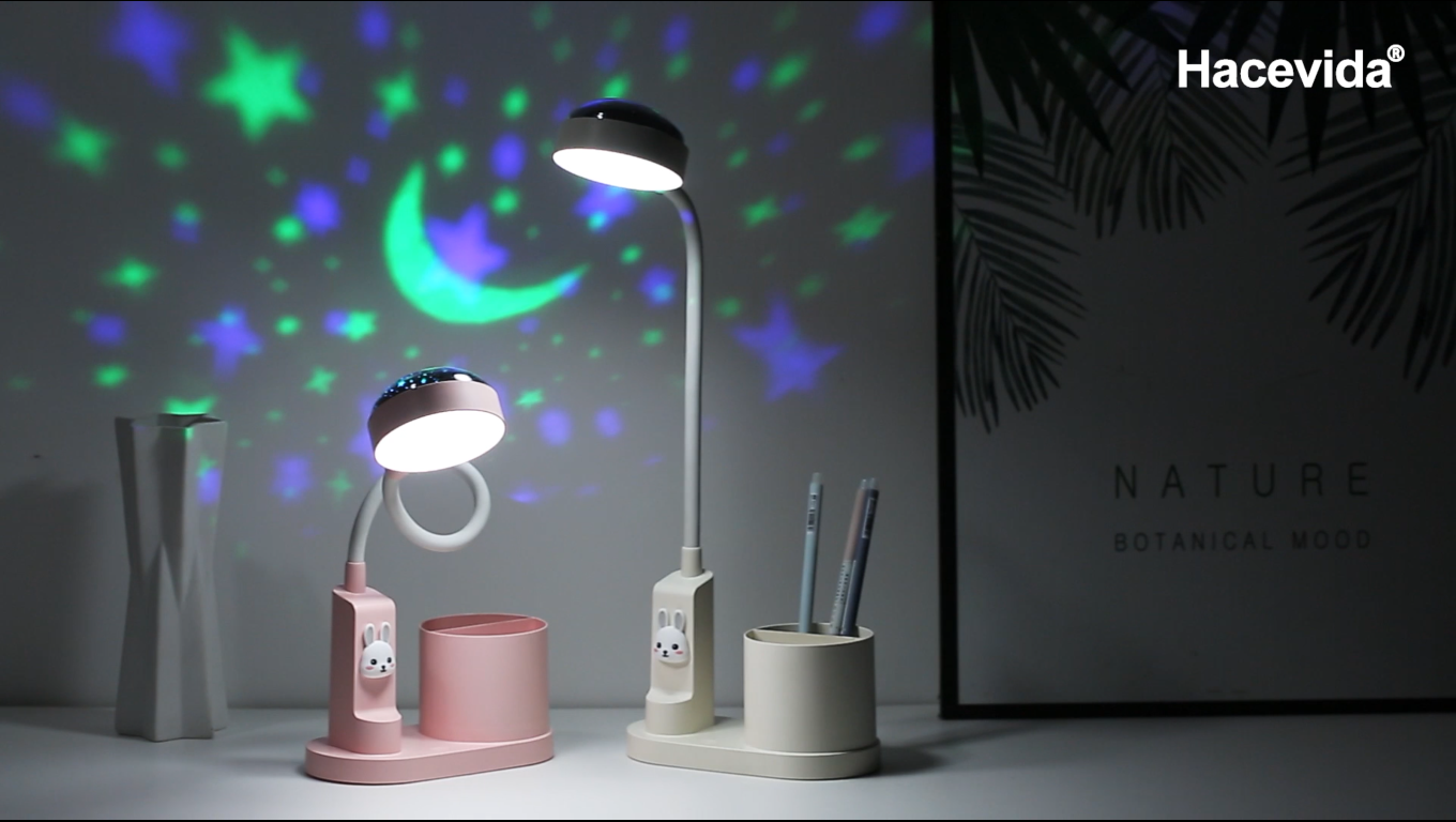 Lampe De Bureau LED Pour Enfants,Lampes De Table Sans Fil Rechargeable Avec Projection Etoile Lampe De Chevet Led Avec Porte Stylo 3 Luminosite 99122642