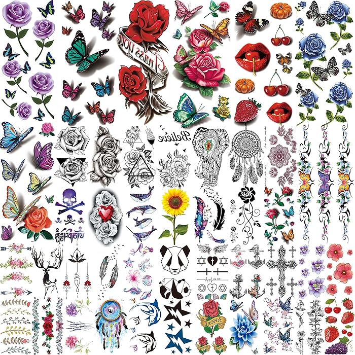 Buy Geweir 44 Sheets Watercolor Flowers Temporary Tattoos For Women