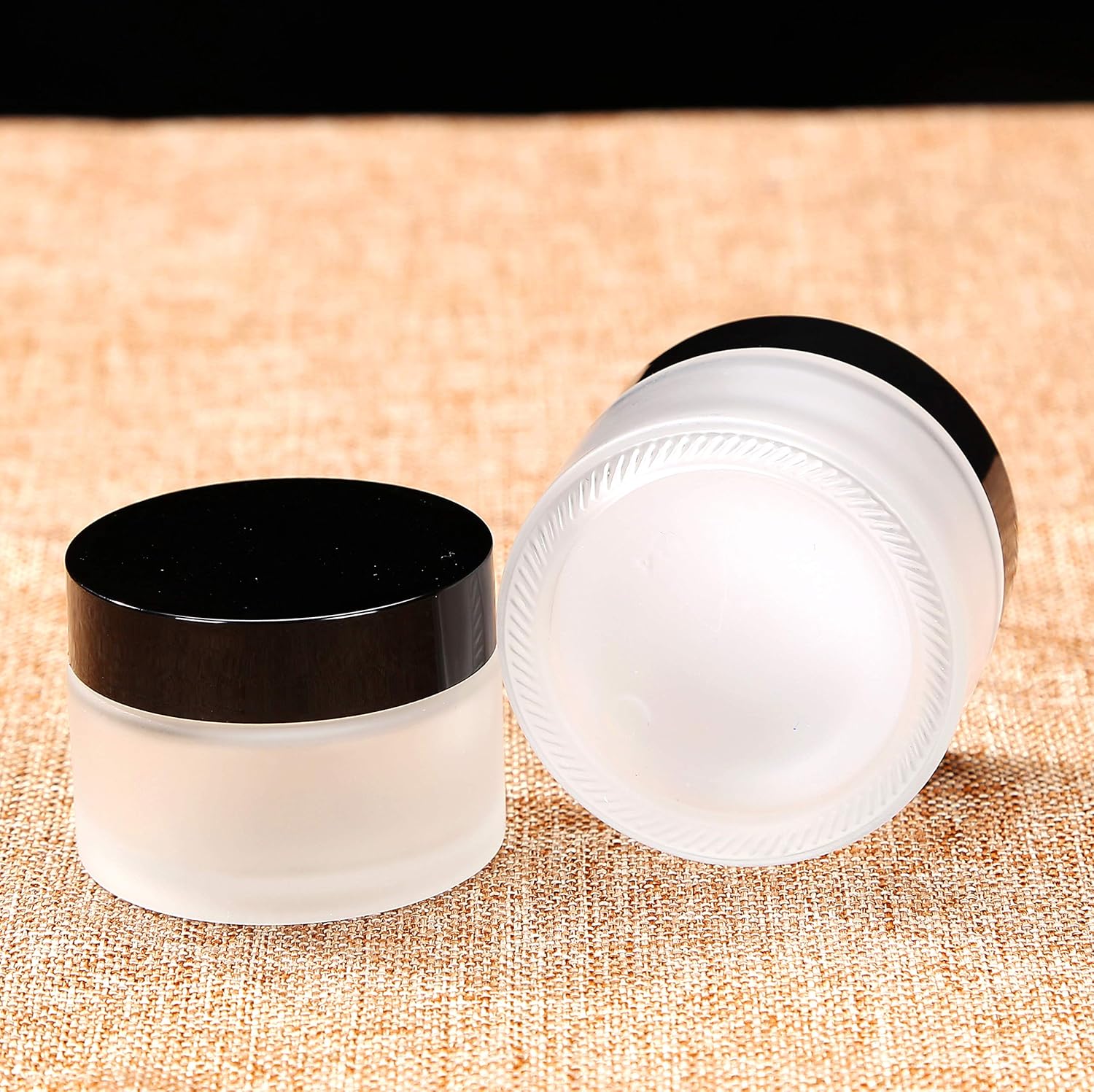 30ml /1 oz, 12 Pack Frosted Clear Glass jar with Lids