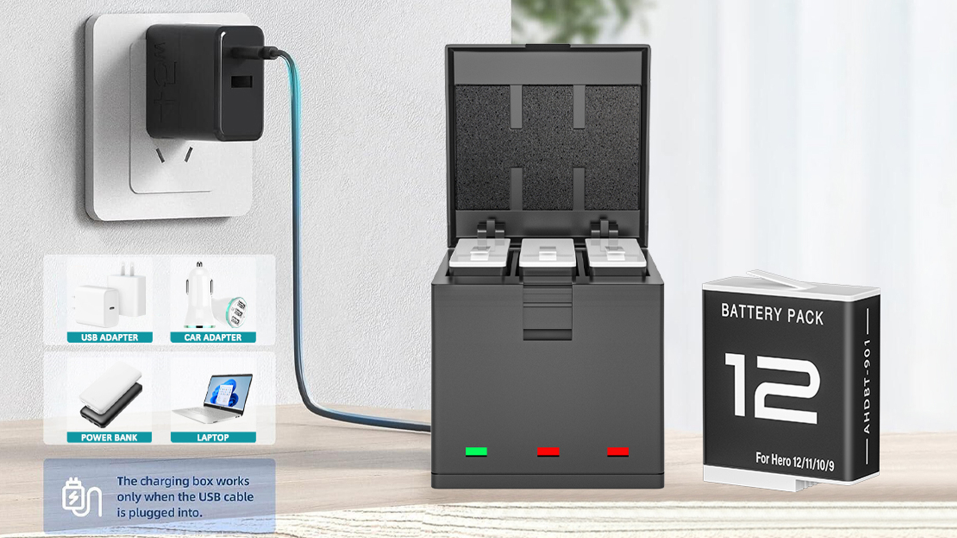 Chargeur De Piles Rechargeables A 4 Emplacements, Charge Rapide Pour