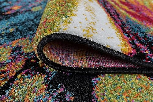 Miniatura 5 de Soleil - Alfombra multicolor de 5 x 7 pies, alfombra de área para sala de estar y dormitorio, alfombra abstracta moderna de entrada, alfombras para