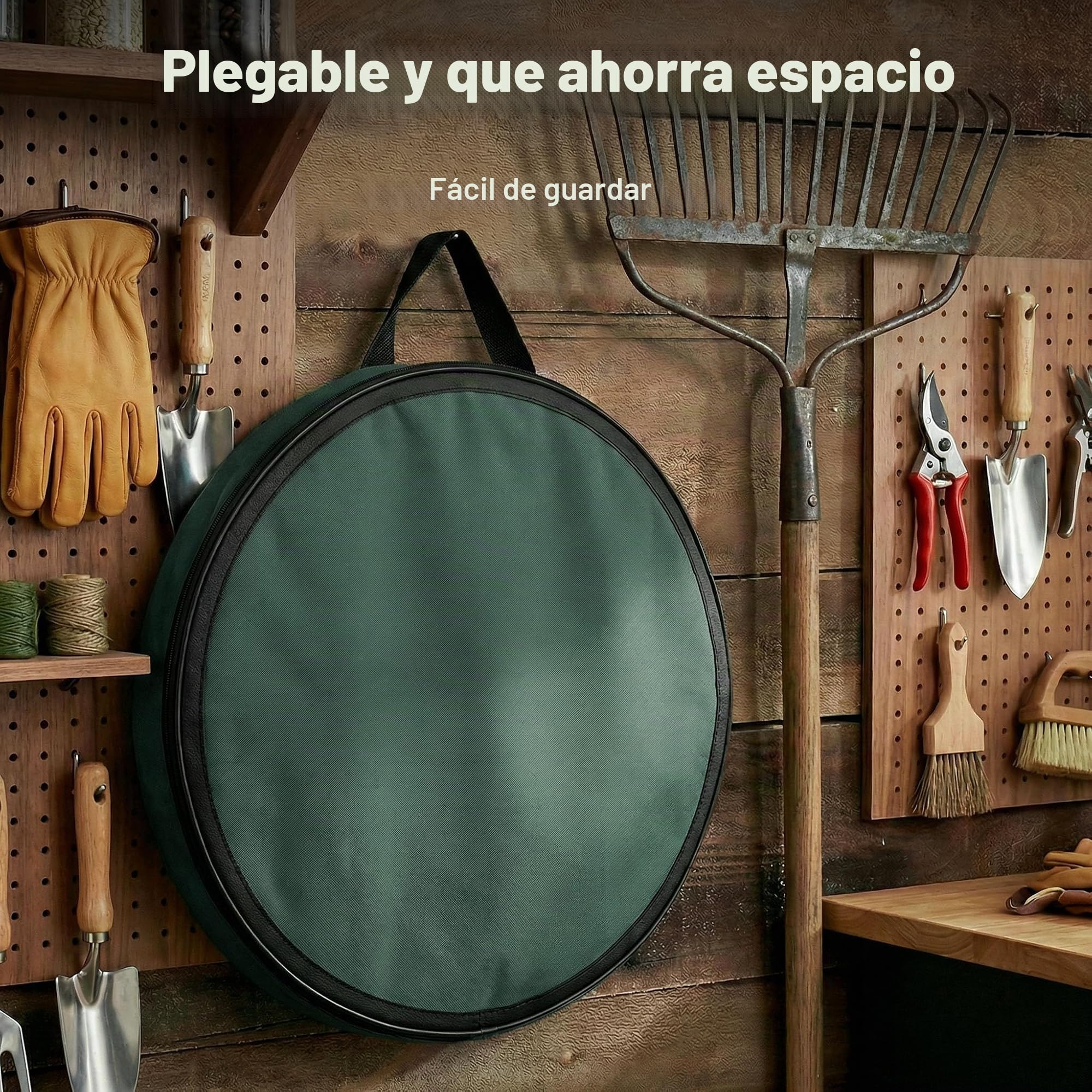 Wiltec 3x Saco para hojas redondo 100 l Verde Plegable 600D-Oxford-Poliéster Recogida de residuos Saco para césped Robusto Residuos de jardín
