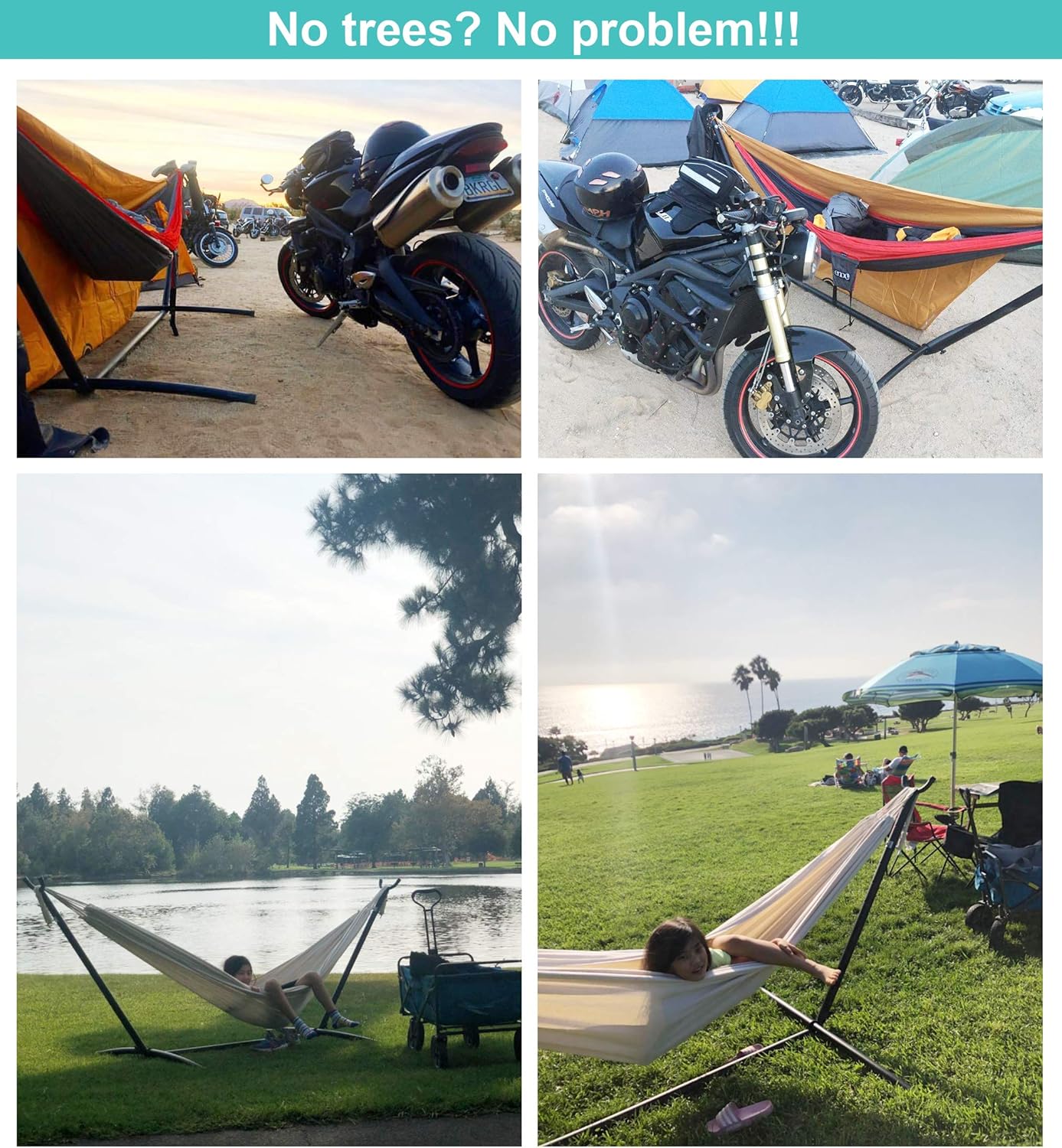 9FT Best Portable Heavy-Duty Steel Hammock Stand w/Carrying Case, Weather-Resistant Hammock Chair Stand Hanging Chair Stand Only for Indoor or Outdoor, Backyard Decor Bed Patio Lawn Garde 300Lbs