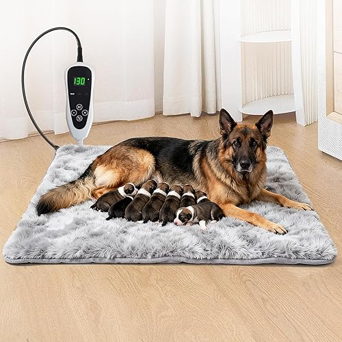Vista 10 de Almohadilla térmica para gatos – Cama térmica impermeable para gatos de 18 x 18 pulgadas con interruptor de termostato inteligente y cubierta de Azul