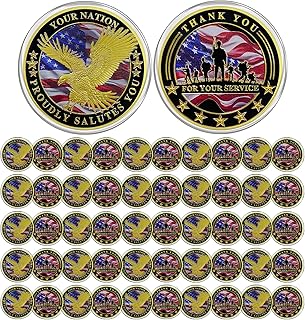 CHURYUML 50Pcs Military Challenge Coins Bulk Veterans Day Gifts Thank You for Your Service Military Appreciations Gifts for Men Women Army Soldiers Honor Coin Your Nation Proudly Salutes You