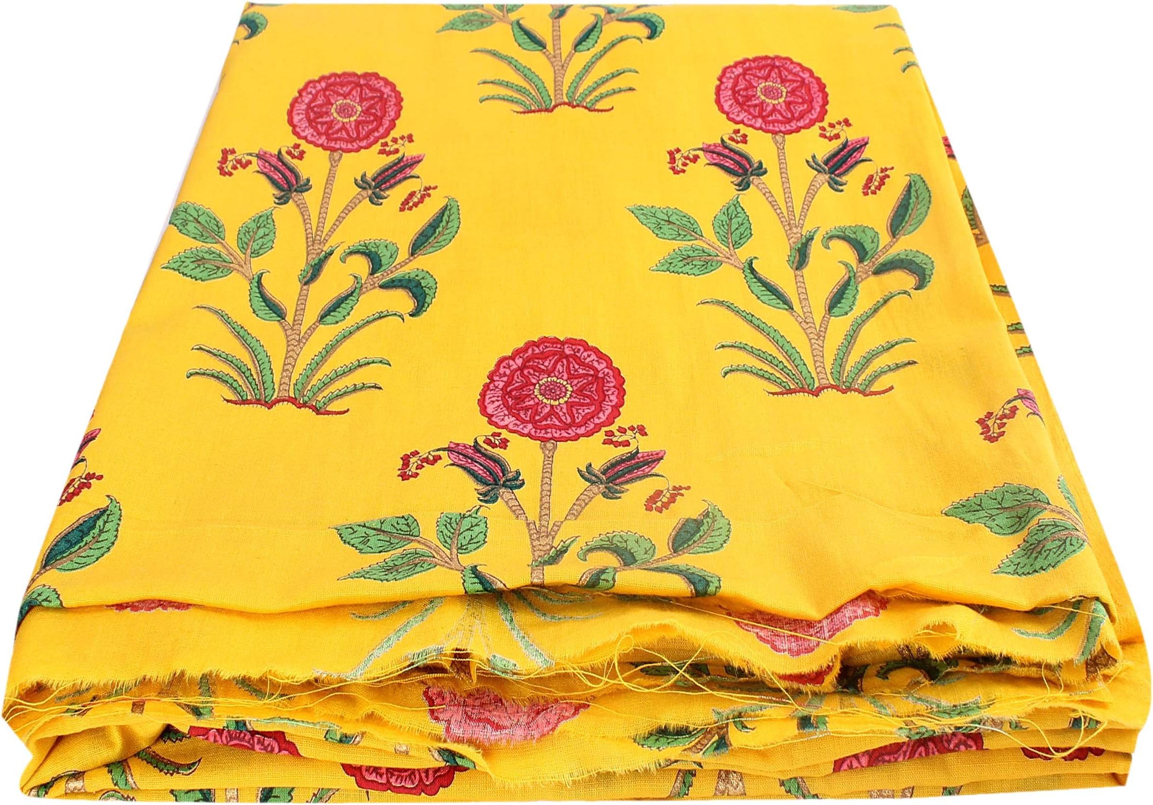 BANARSI DAS Floral Print Jaipuri Fabric Handmade Sanganeri Cotton Fabric Indian Hand Block Print Fabric 2.5 Meter