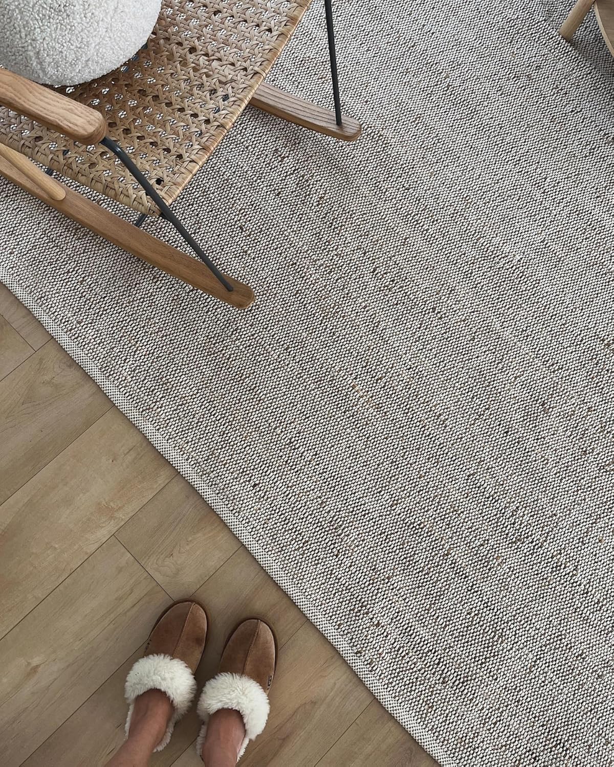 FRELISH DECOR Handwoven Jute Blend Cotton Area Rug- Natural Yarn- Contemporary Farmhouse Decor- Rustic Nautical Rugs for Bedroom Living Room (3'x5')