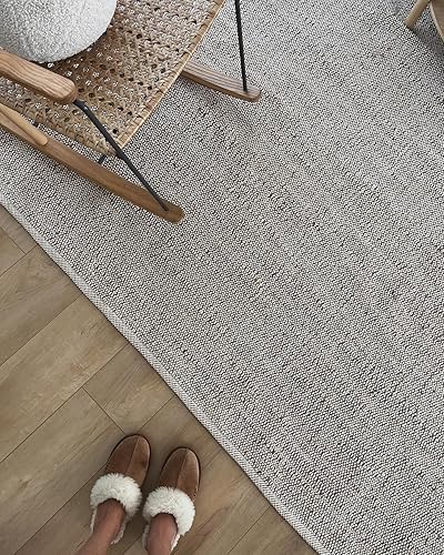 Miniatura 6 de FRELISH DECOR Alfombra de algodón tejida a mano, mezcla de yute, hilo natural, decoración contemporánea de granja, alfombras náuticas rústicas para