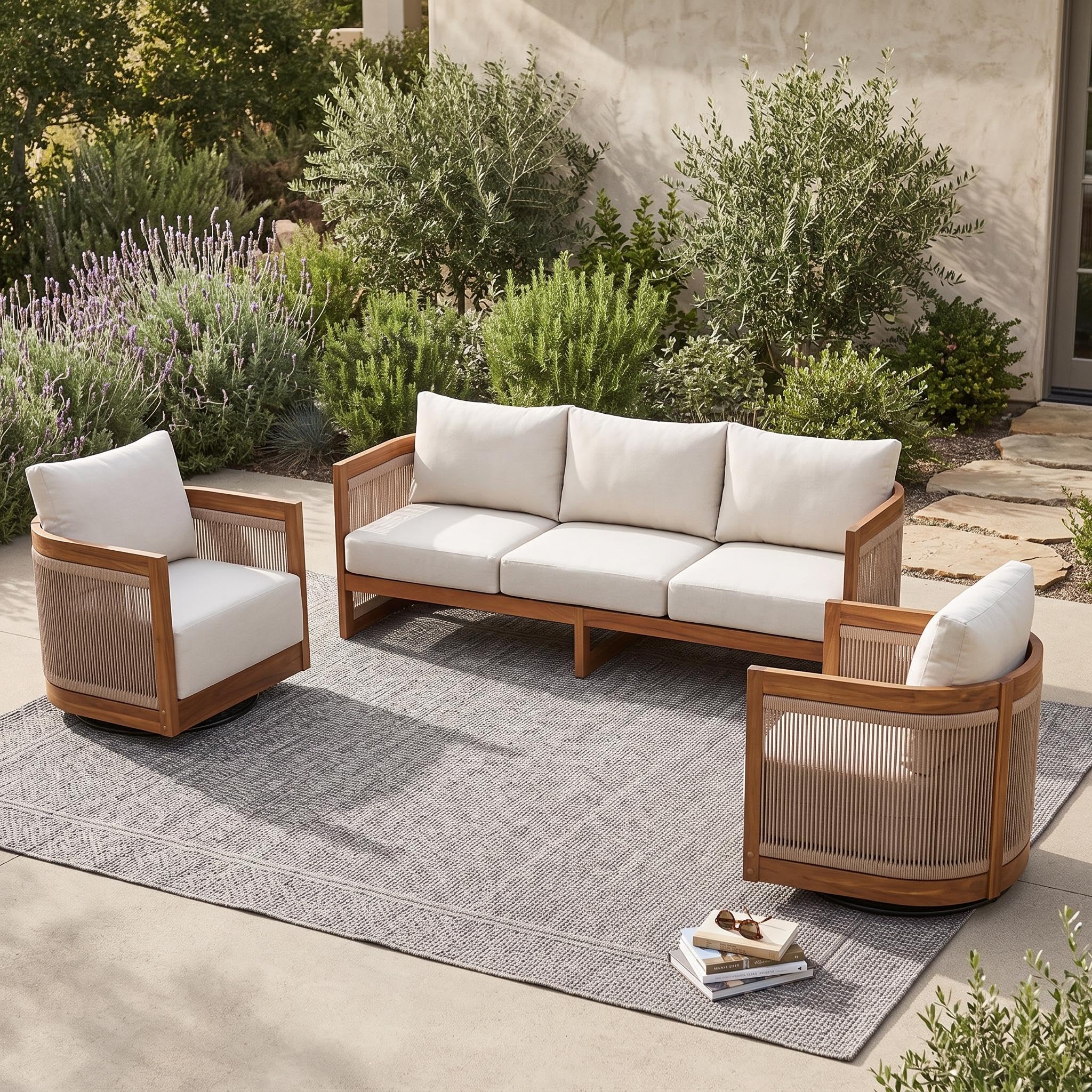 View 1 of ***BOXES 2 & 3, MISSING BOX 1*** Christopher Knight Home 3-Piece Acacia Wood Patio Conversation Set