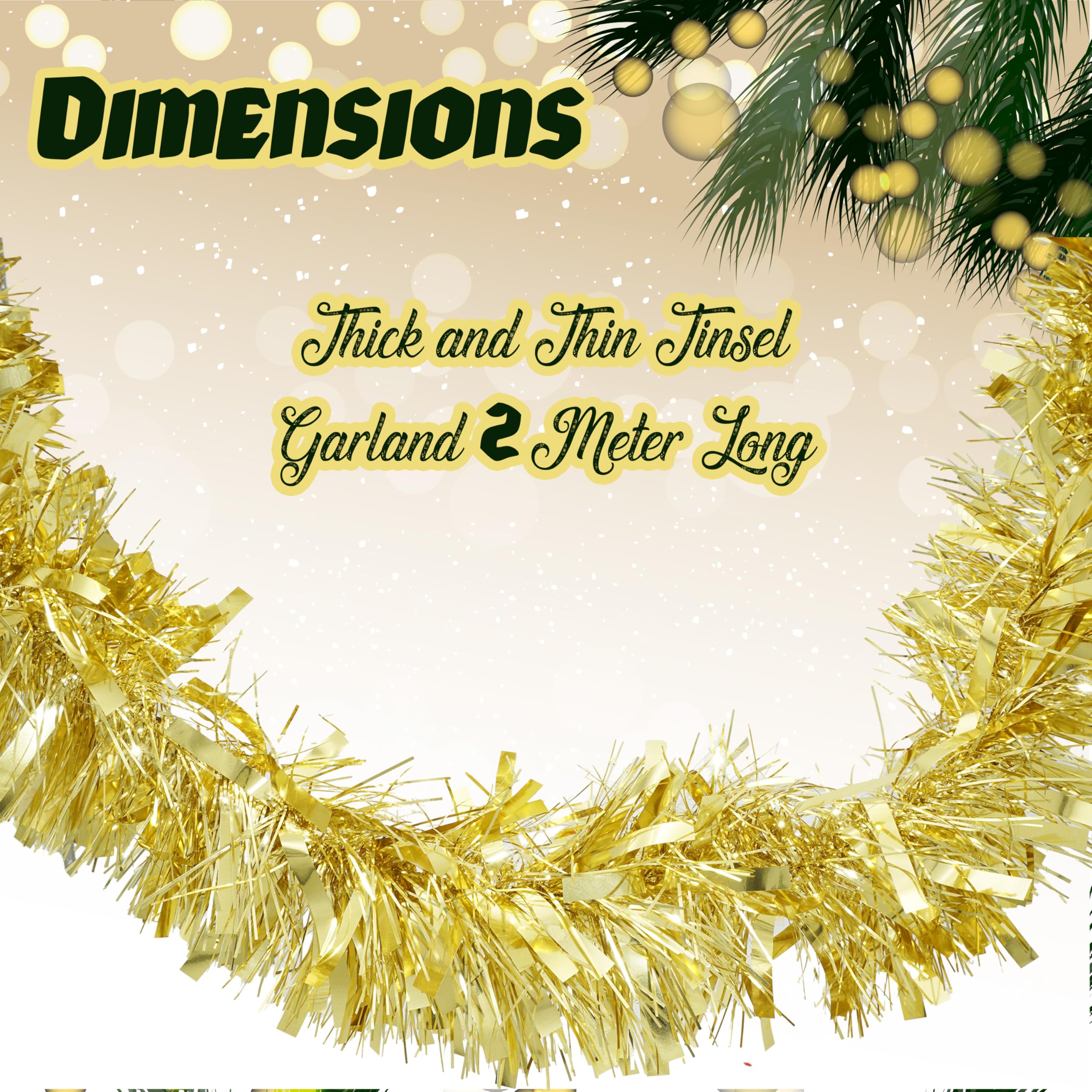HOVUK® 5PCs Gold Christmas Tree Hanging Tinsel Decoration 10M - Image 2