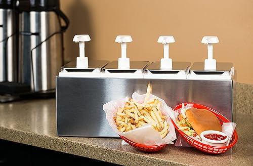 Miniatura 12 de Carlisle FoodService Products Centro de condimentos de riel de condimentos con 4 bombas estándar para estaciones de servicio, restaurantes y acero