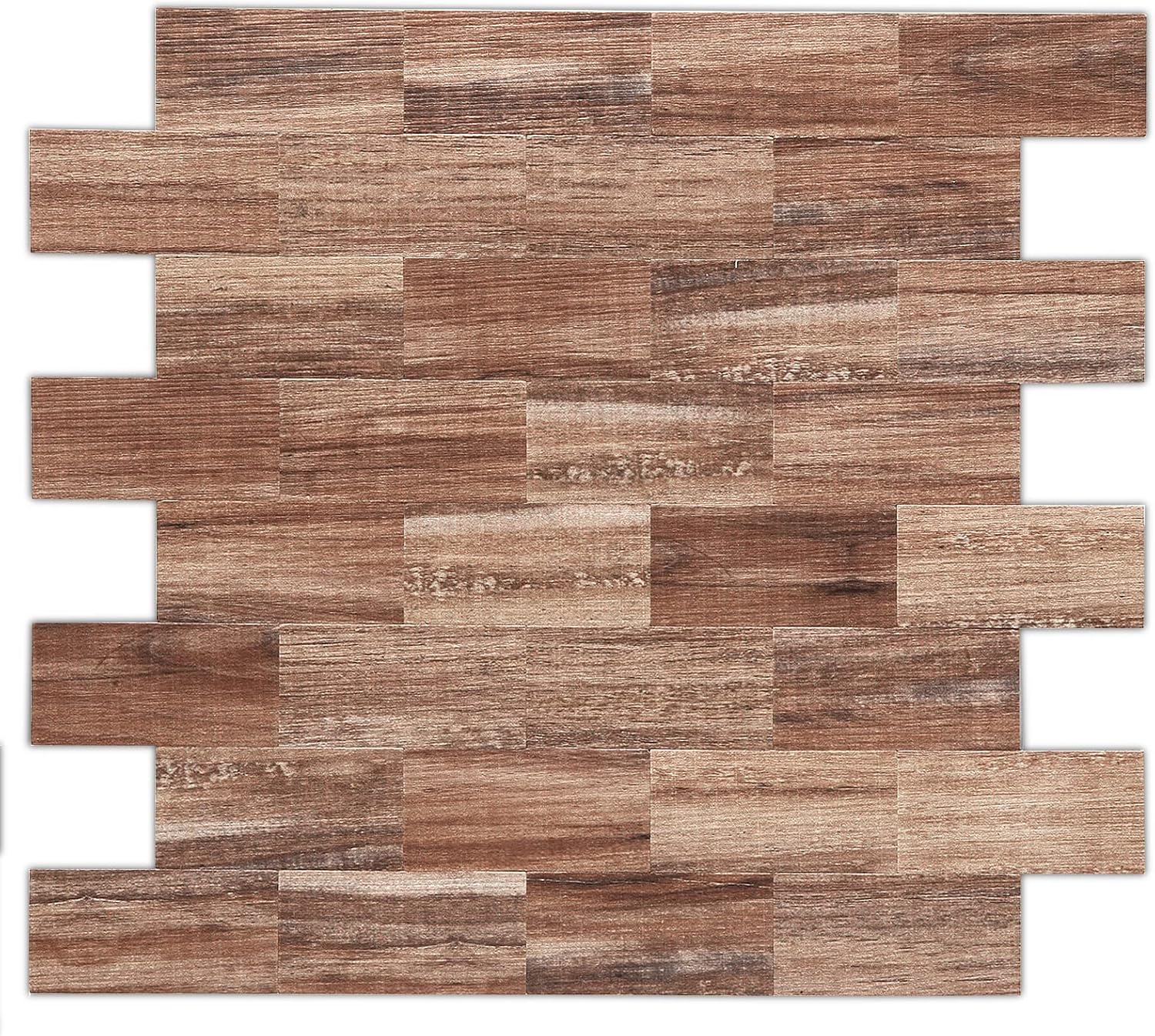 5 Sheets Peel and Stick Wood Tile Backsplash, Stick on Tiles for