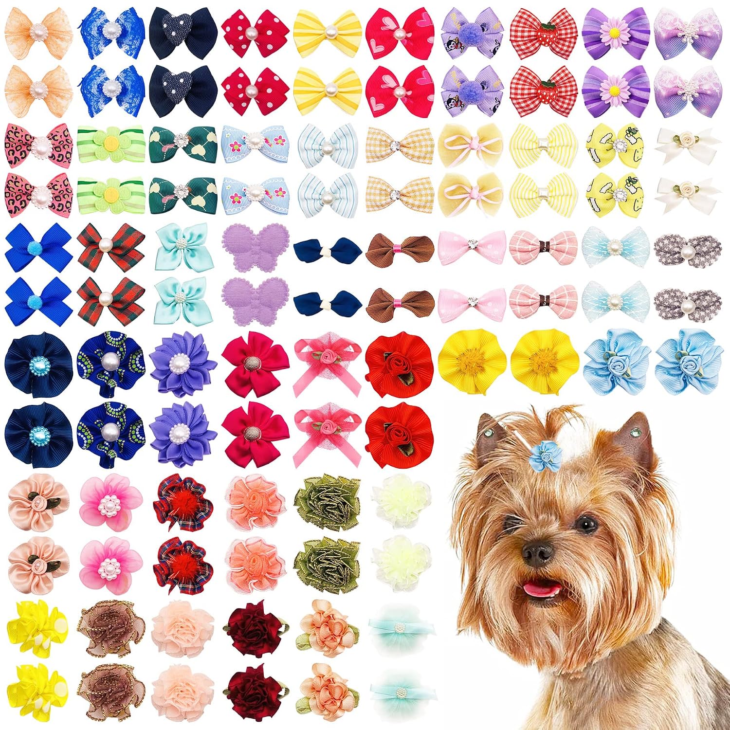 100pcs Dog Hair Bows Grooming Accessories for Small Dogs