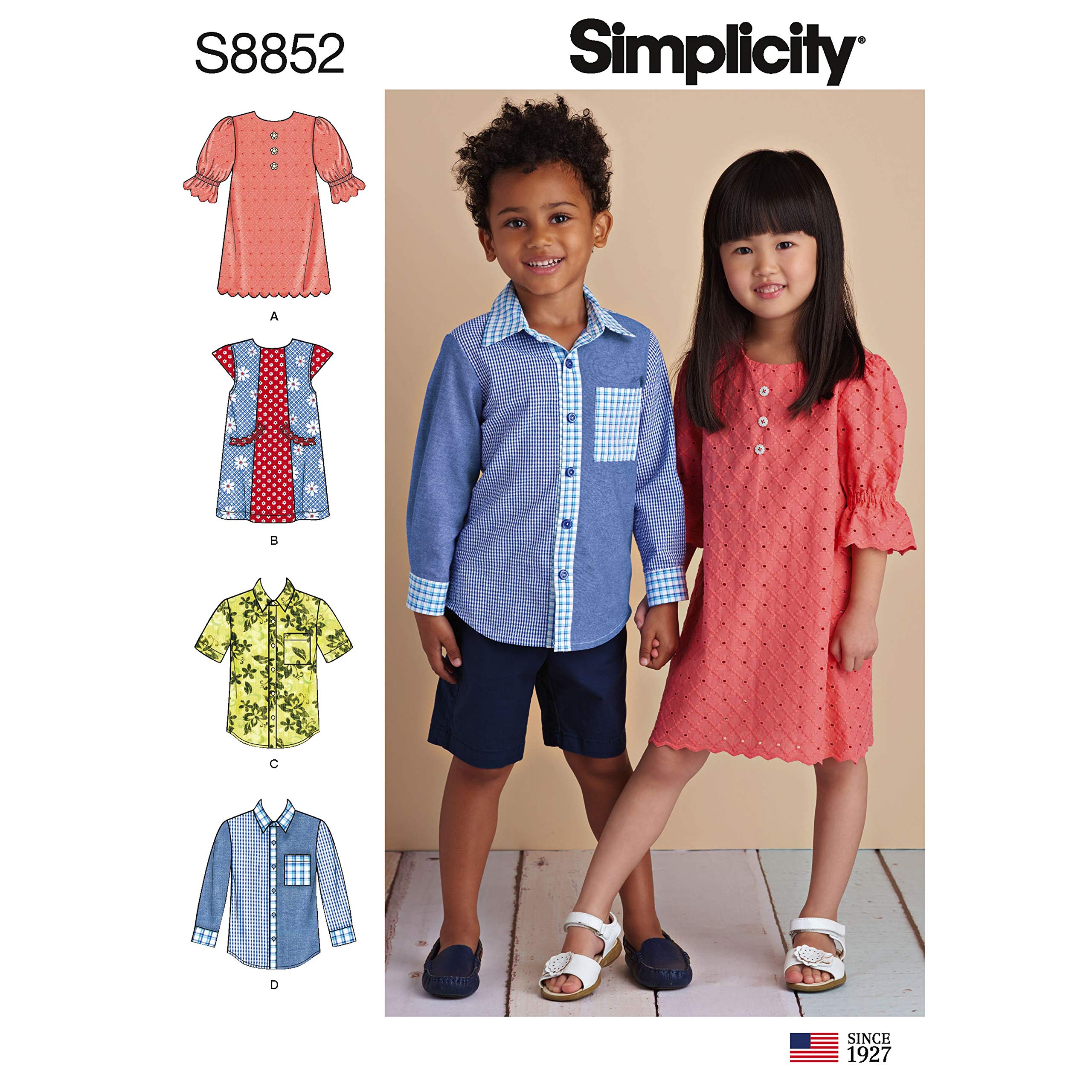 Patron Simplicity R10127 robe enfant et chemise fille garçon patron couture multi-tailles
