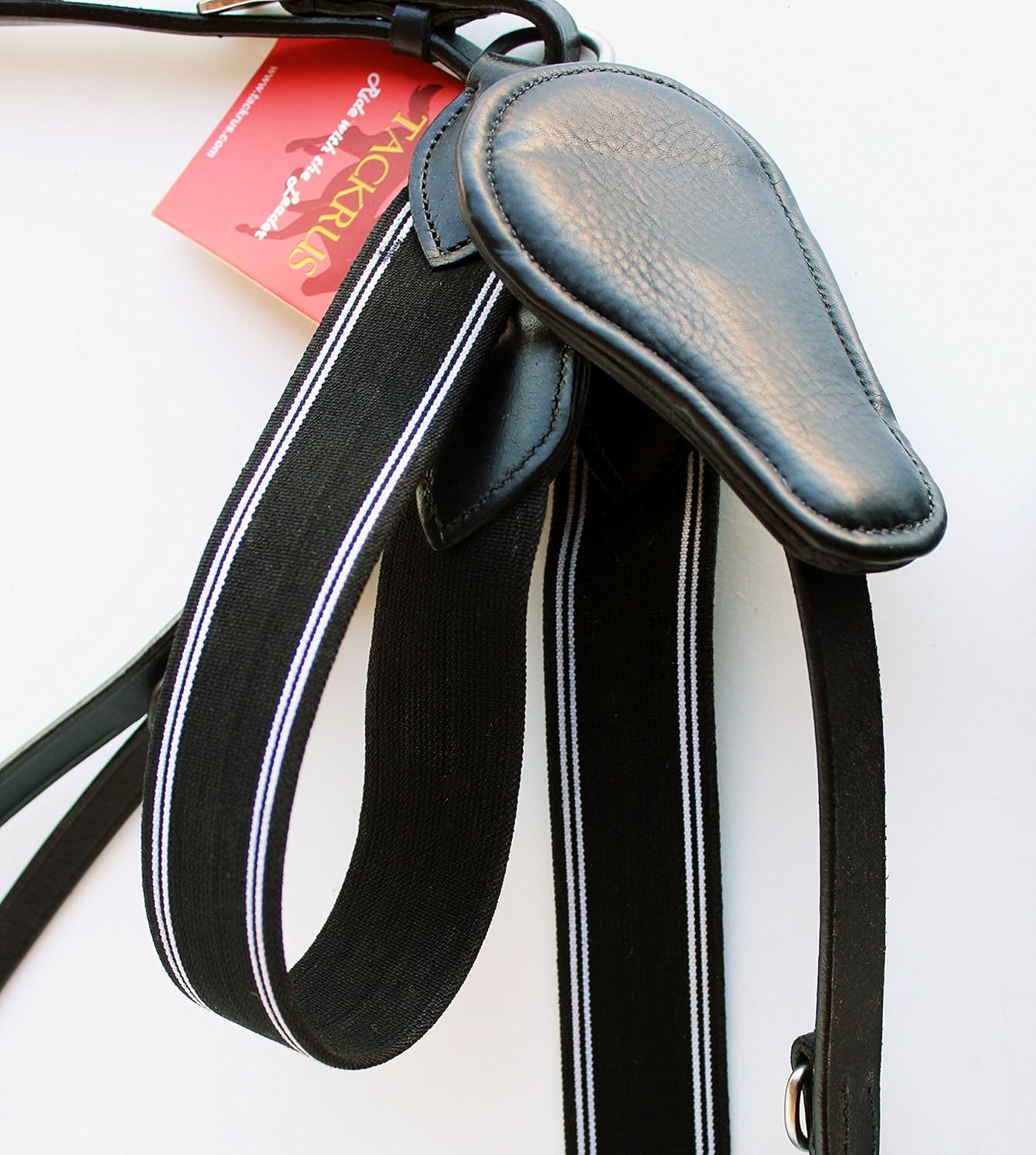TackRus Horse English Padded Leather Riding Tack Stretchable Nylon Black Breastplate 803880BKC