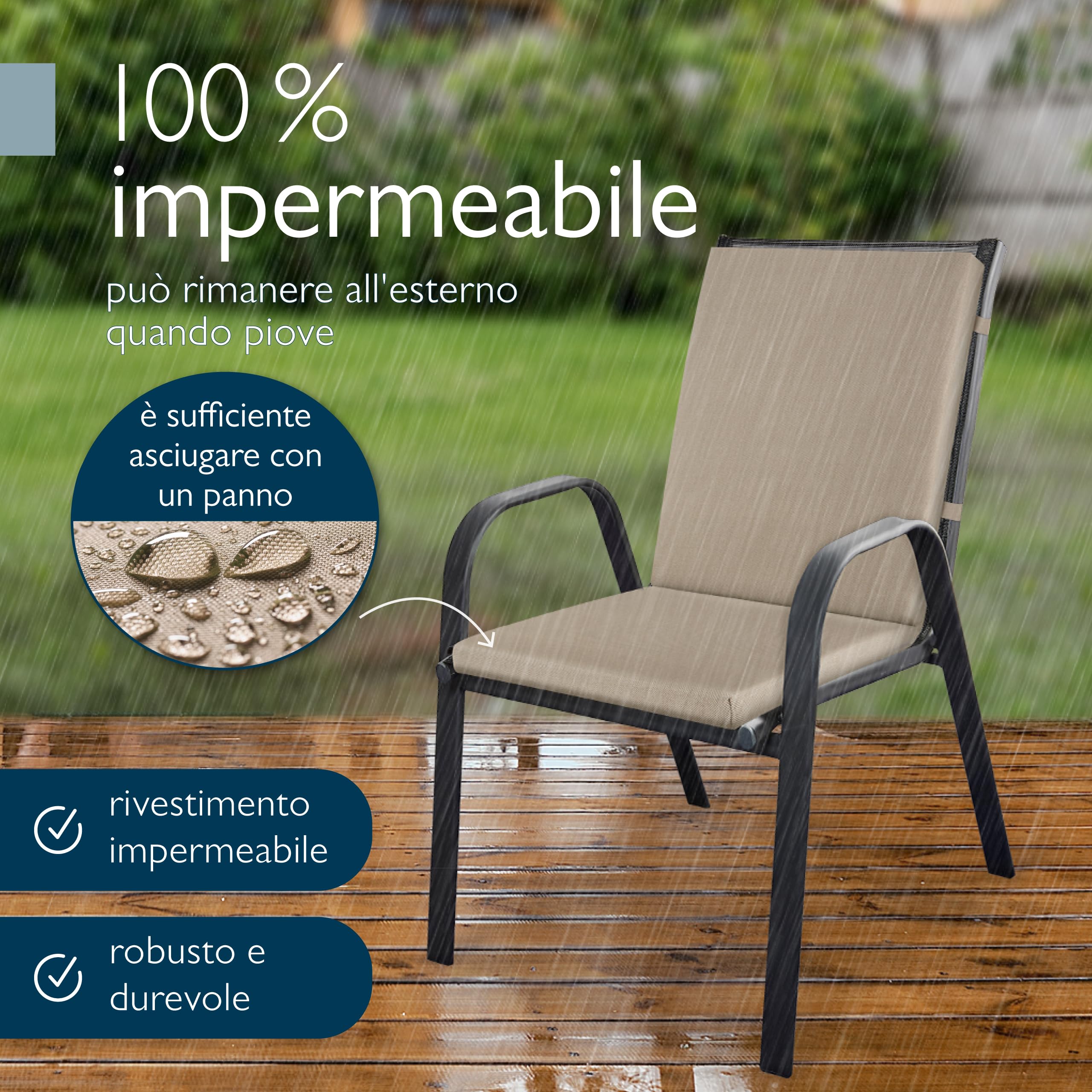 Beautissu Premium Cuscino Sedia Giardino Schienale Basso Impermeabili Sedie