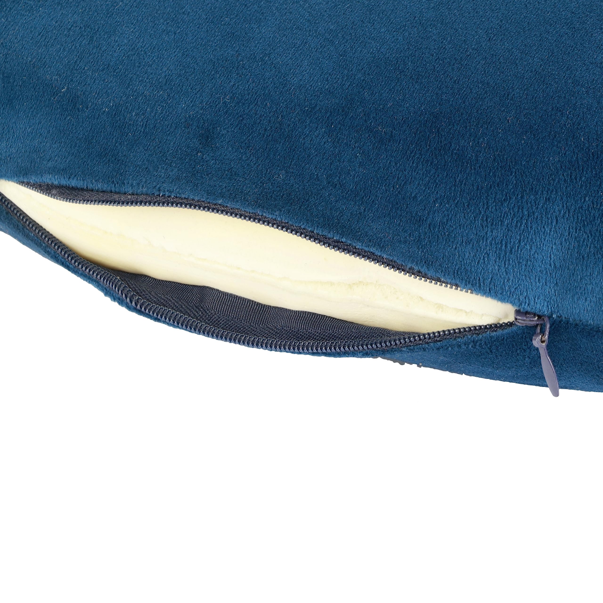 GSQUARE TravelEase Memory Foam Pillow with Soft Blue Velvet Cover for Support and Comfort for Car Seat/Office Chair/Travelling, Easy to Carry Alternative for Hotel Pillow (12.5 x 18.5, Pack of 4) 1